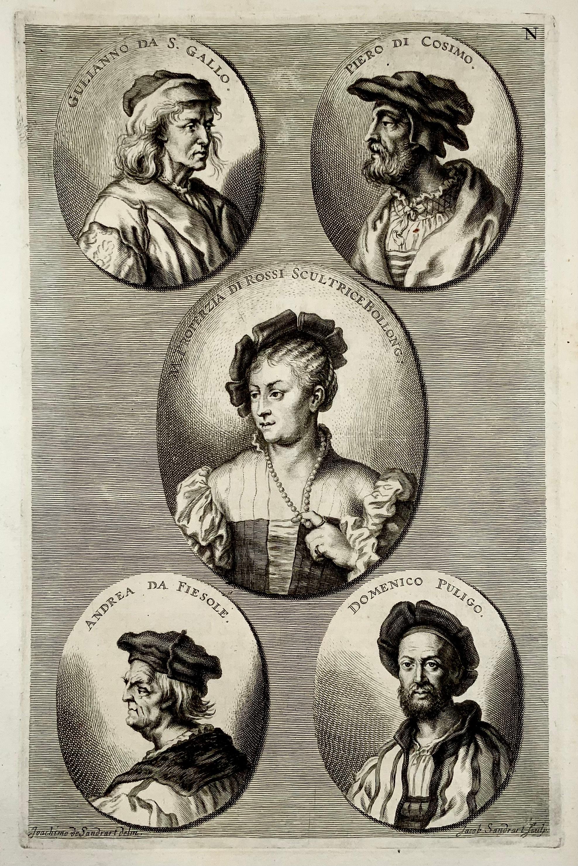 Baroque Folio Portraits of Artists, Puligo, Fiesole, Rossi, Gallo, Cosimo For Sale