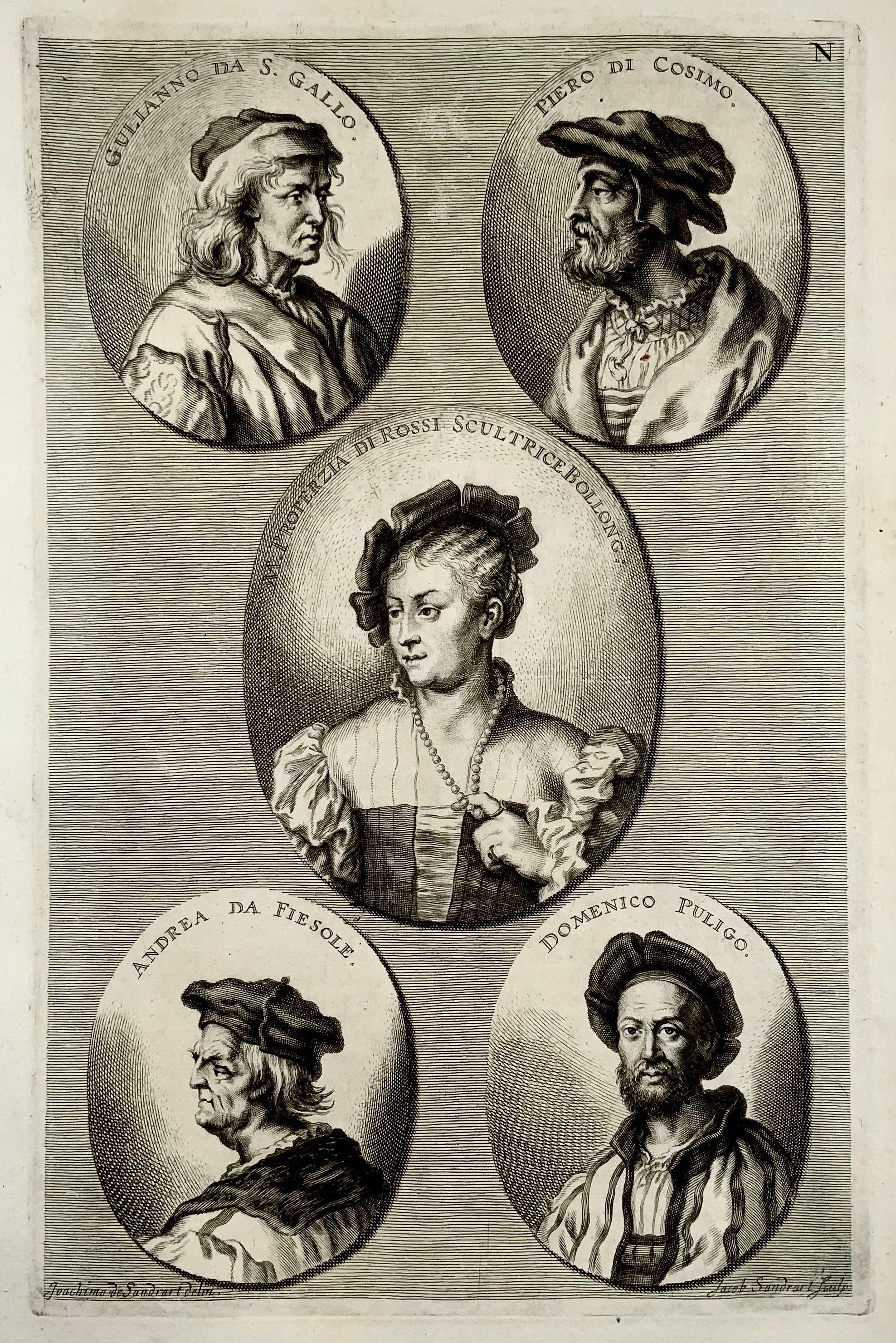 Folio Retratos de artistas, Puligo, Fiesole, Rossi, Gallo, Cosimo Barroco en venta
