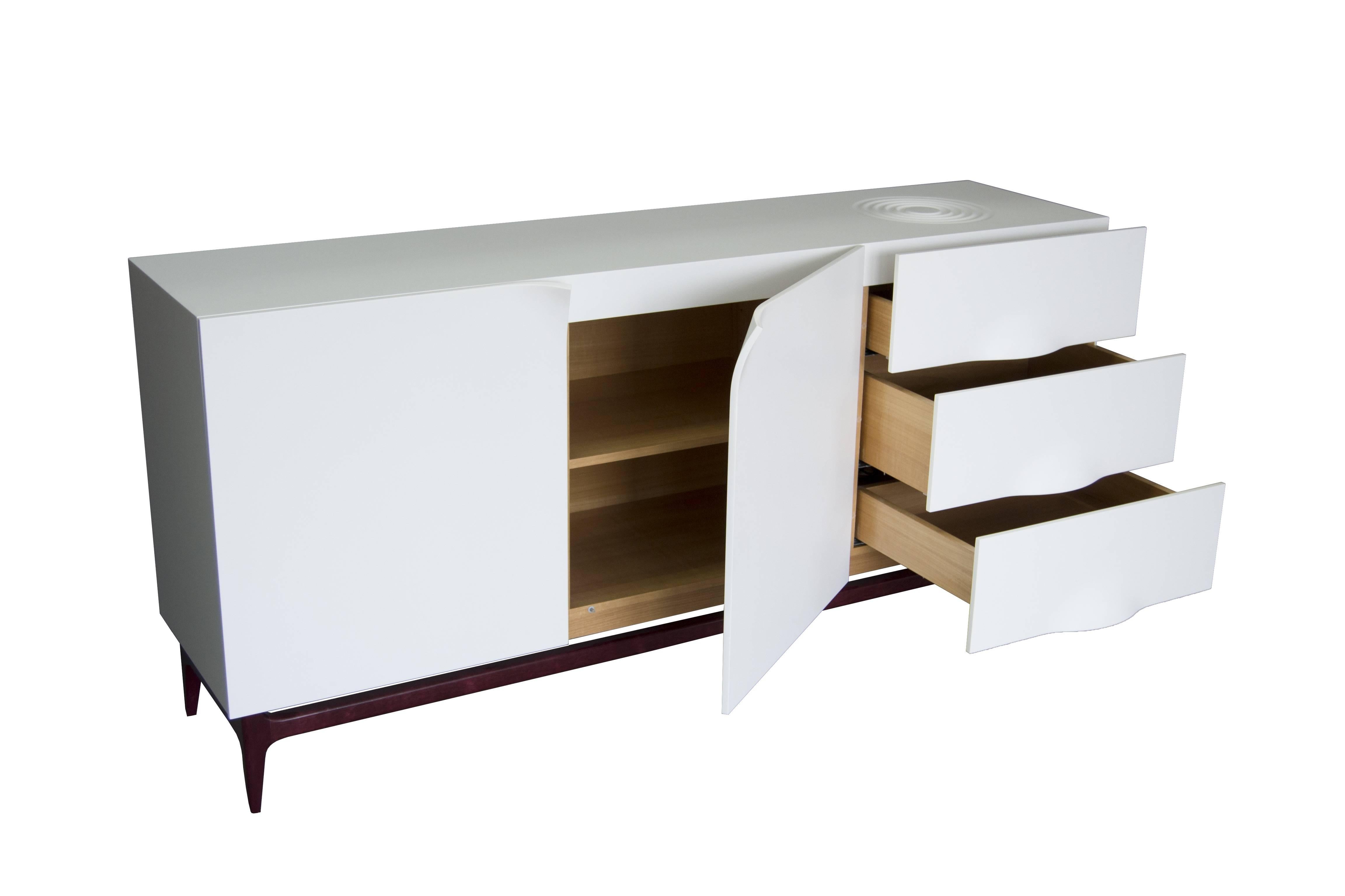 Folio Sideboard, Corian and Amarante Sideboard by Paul-Bertrand Mathieu In New Condition For Sale In Paris, FR