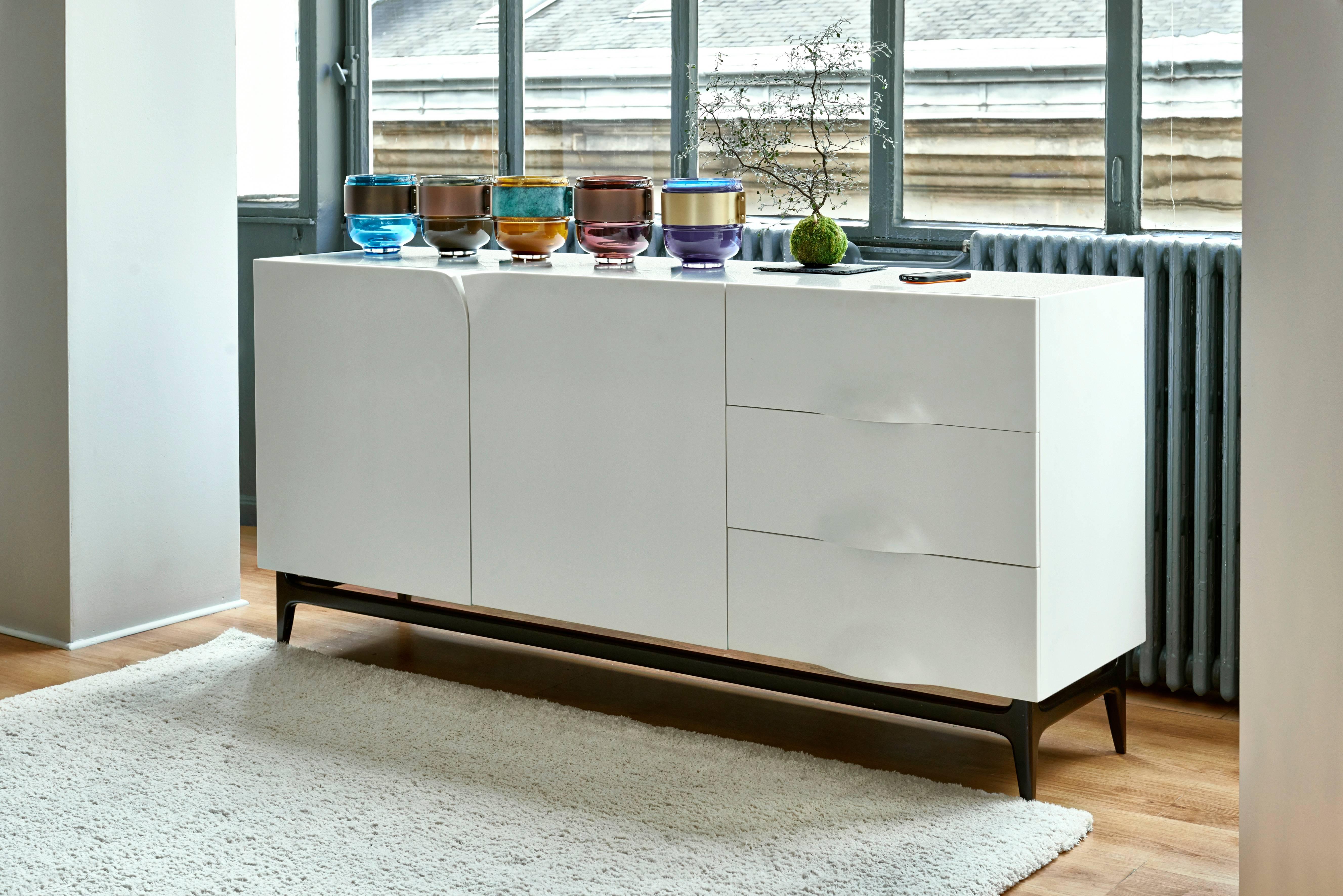 Folio Sideboard, Corian and Amarante Sideboard by Paul-Bertrand Mathieu For Sale 1