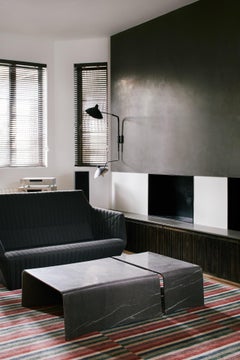 Folio Square Table in Grey Graphite Marble by Daniel Fintzi for Formar