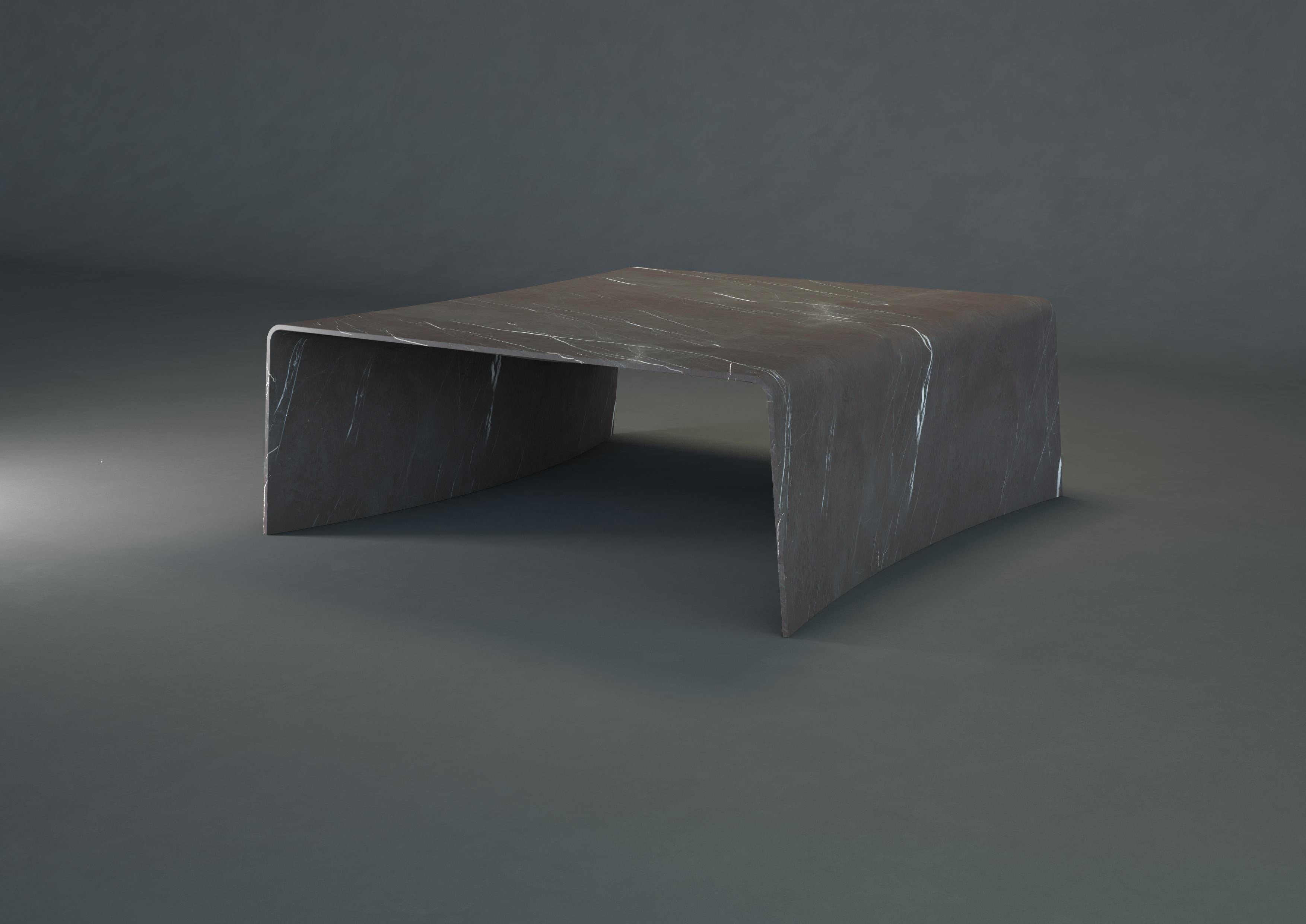 Modern Folio Square Table in Grey Graphite Marble by Daniel Fintzi for Formar For Sale