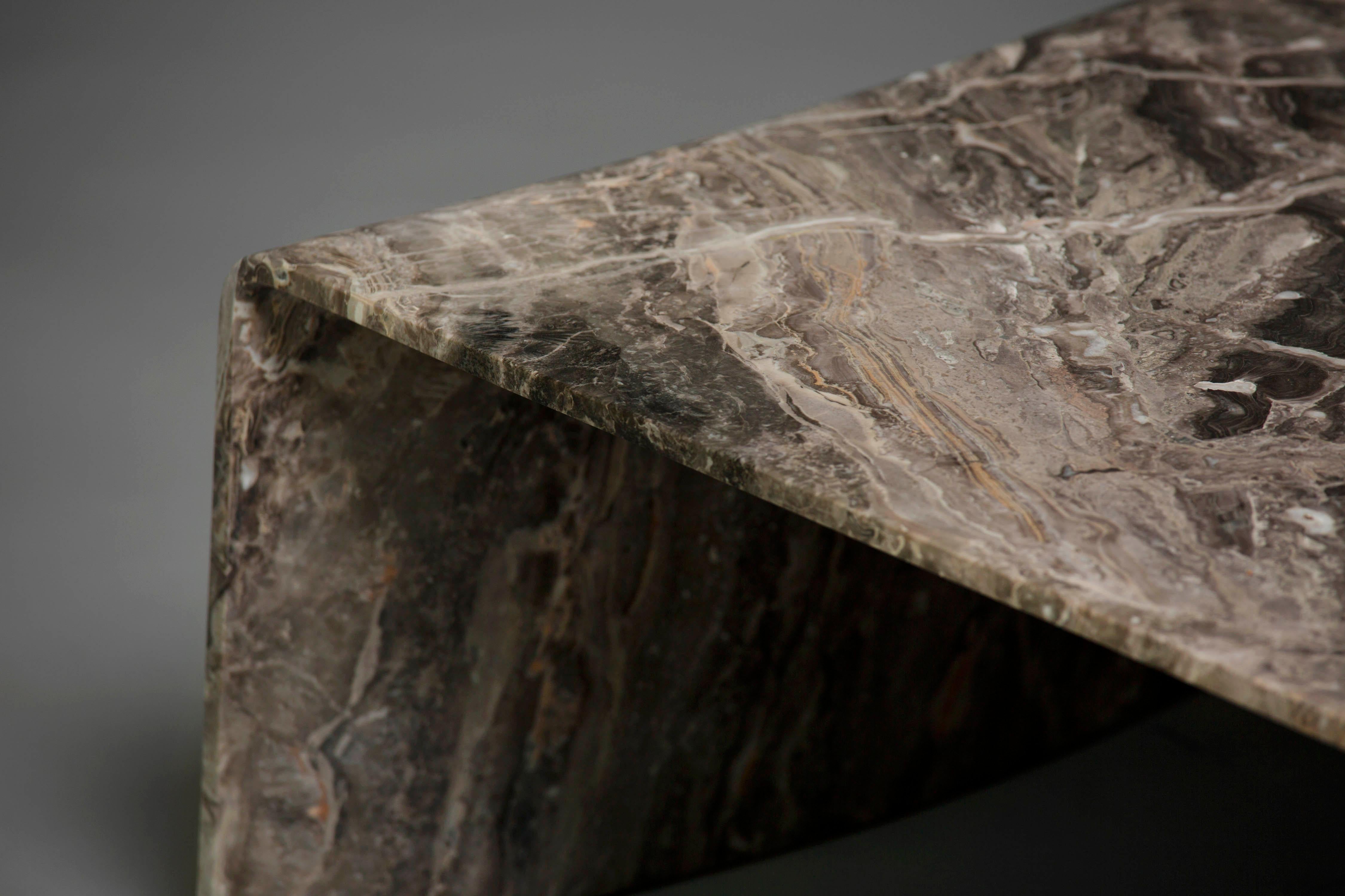 Modern Coffee Table in Orobico Marble, Folio Square by Daniel Fintzi  For Sale