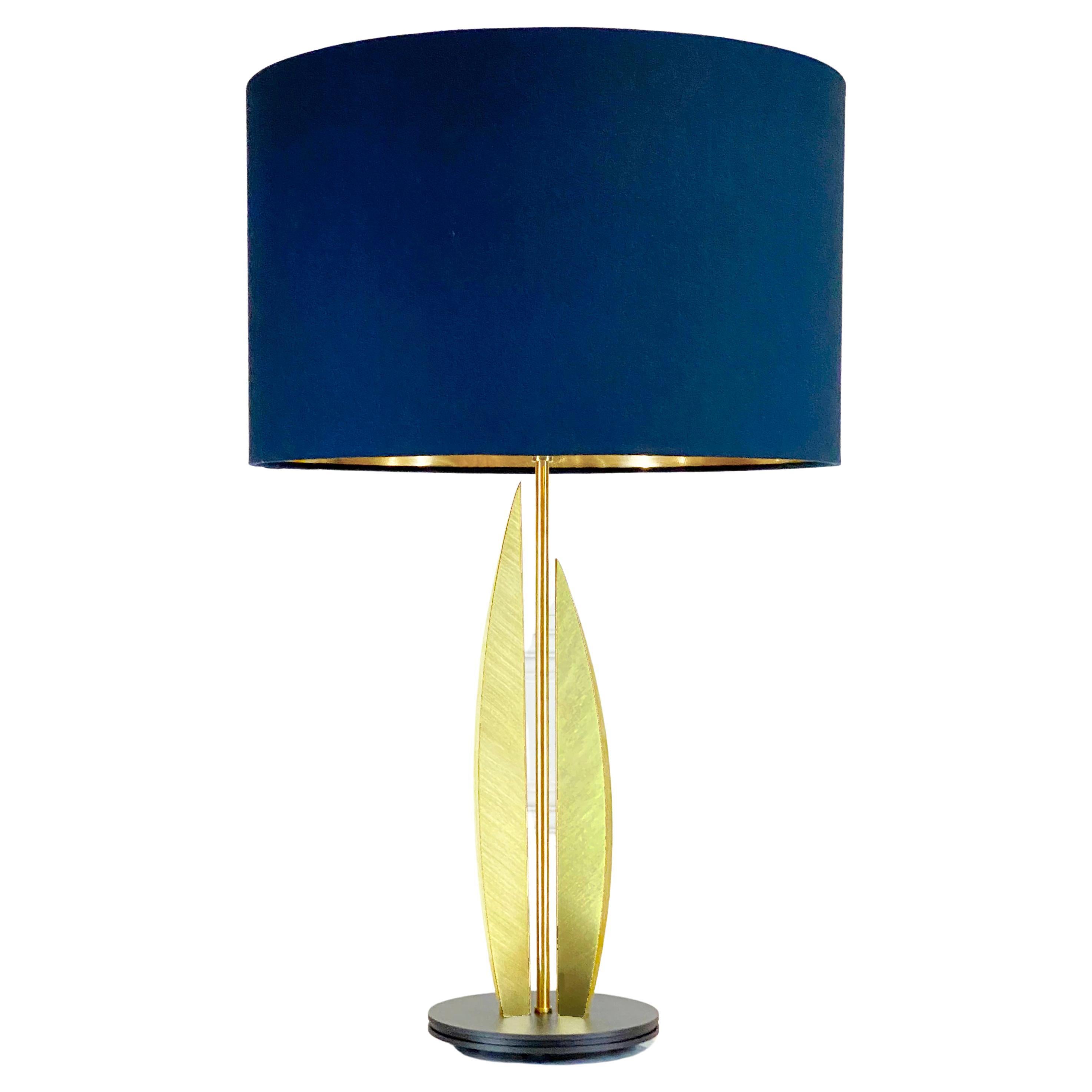 Folio Modern Table Lamp in Brushed Brass, Made in Britain For Sale