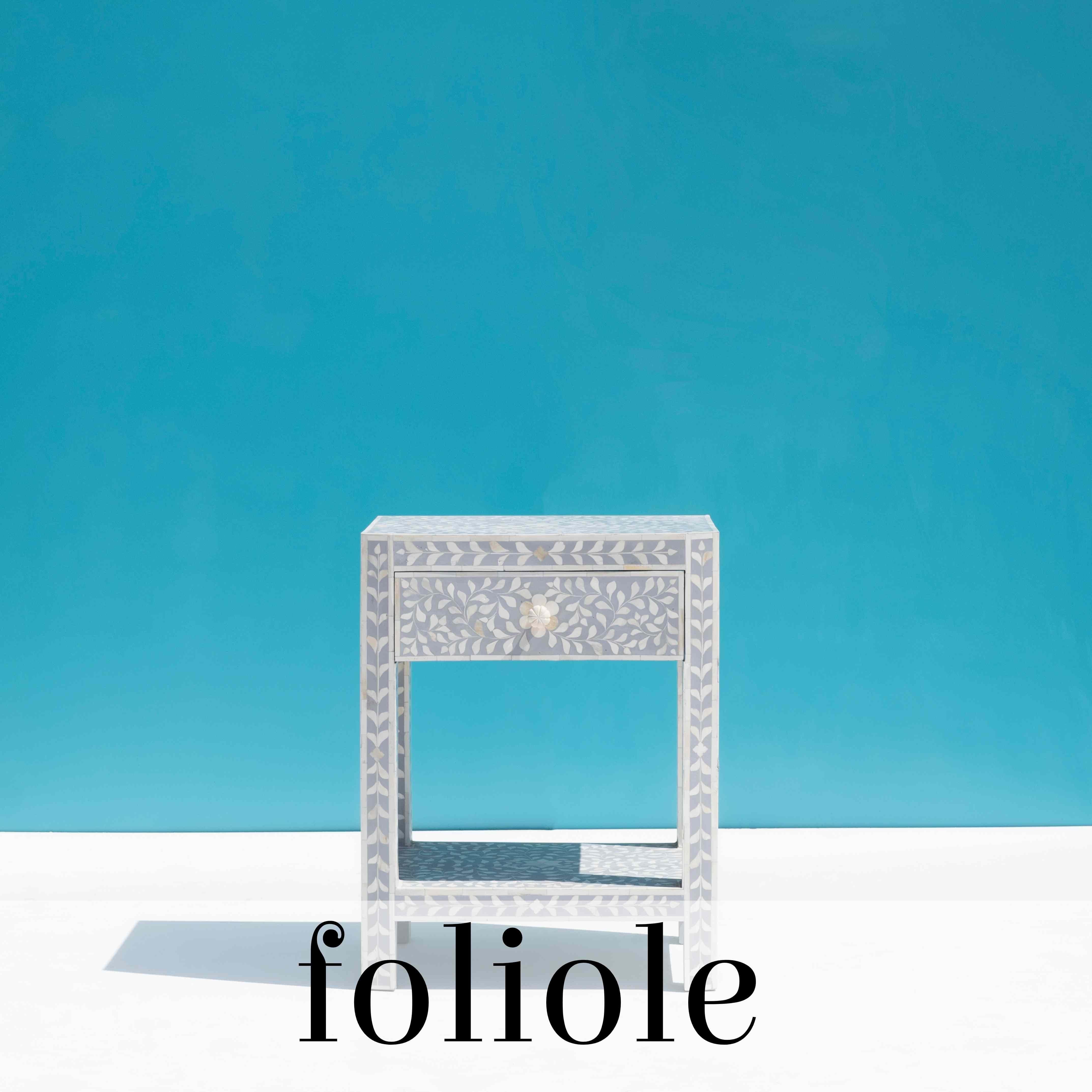 Indien Table de nuit gris Foliole en vente