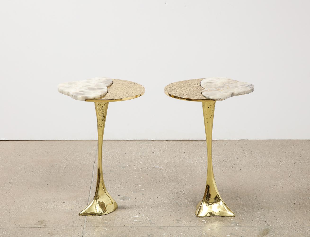 French Folium Side Tables by Arriau For Sale