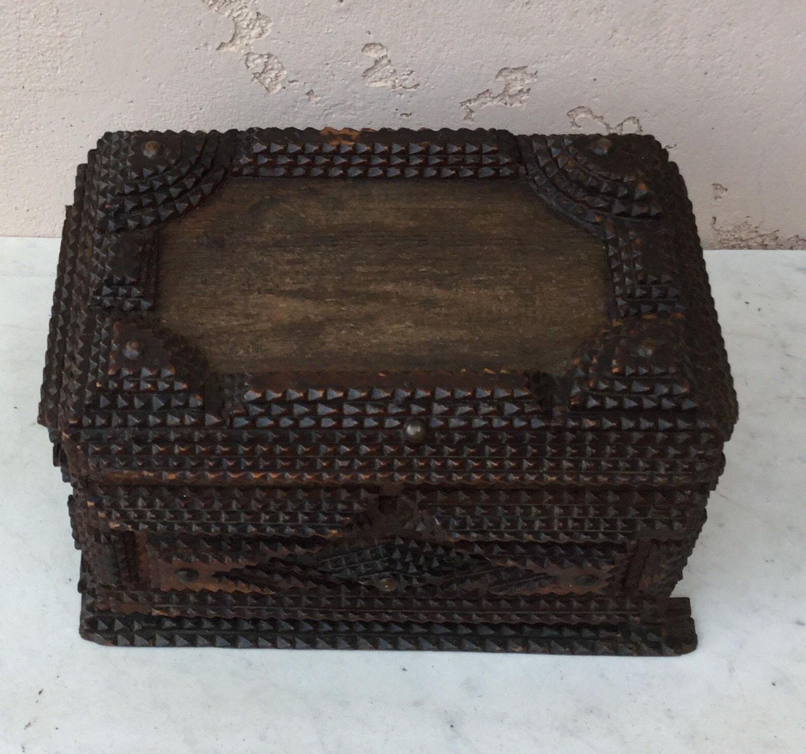 Folk Art 19th Century French Tramp Box For Sale 1