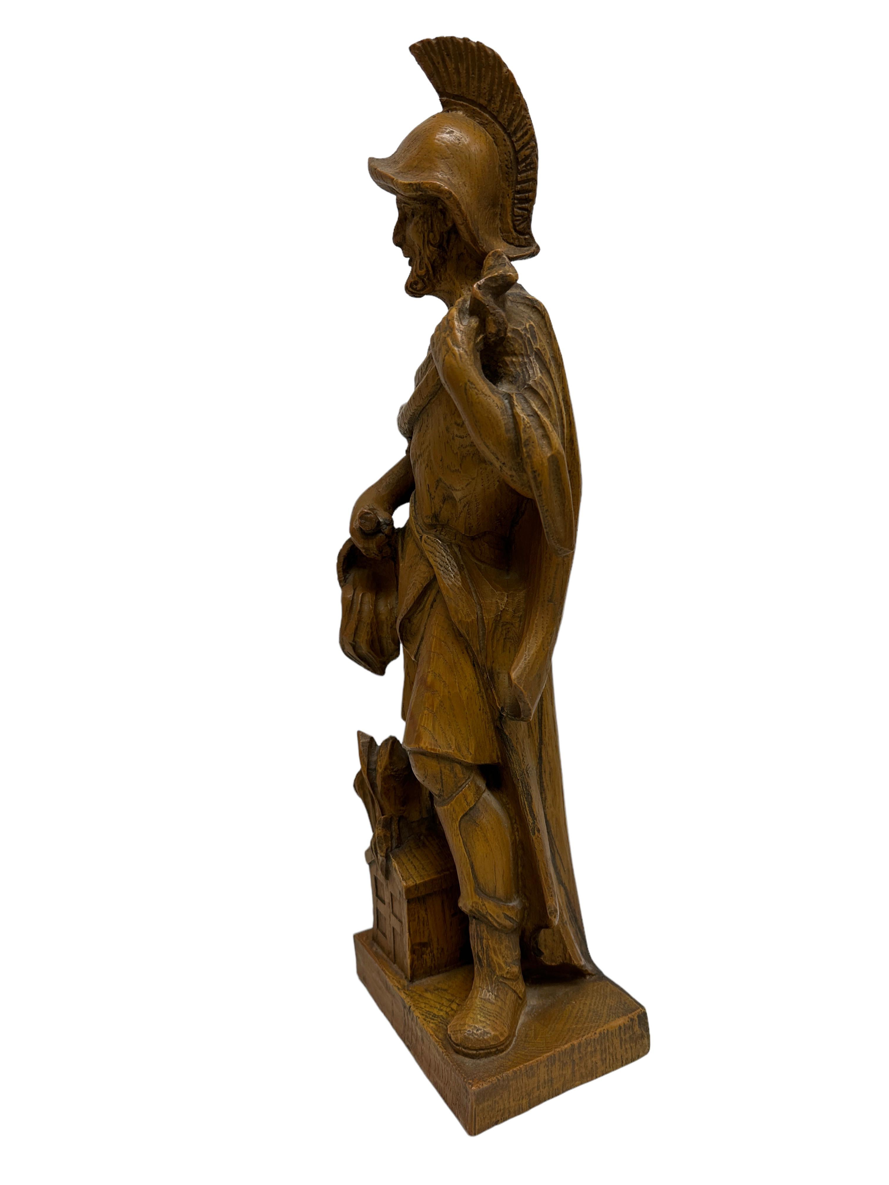 Black Forest Folk Art 20th Century Carved Wood Figure Sculpture of Saint Florian Austria 1960 For Sale