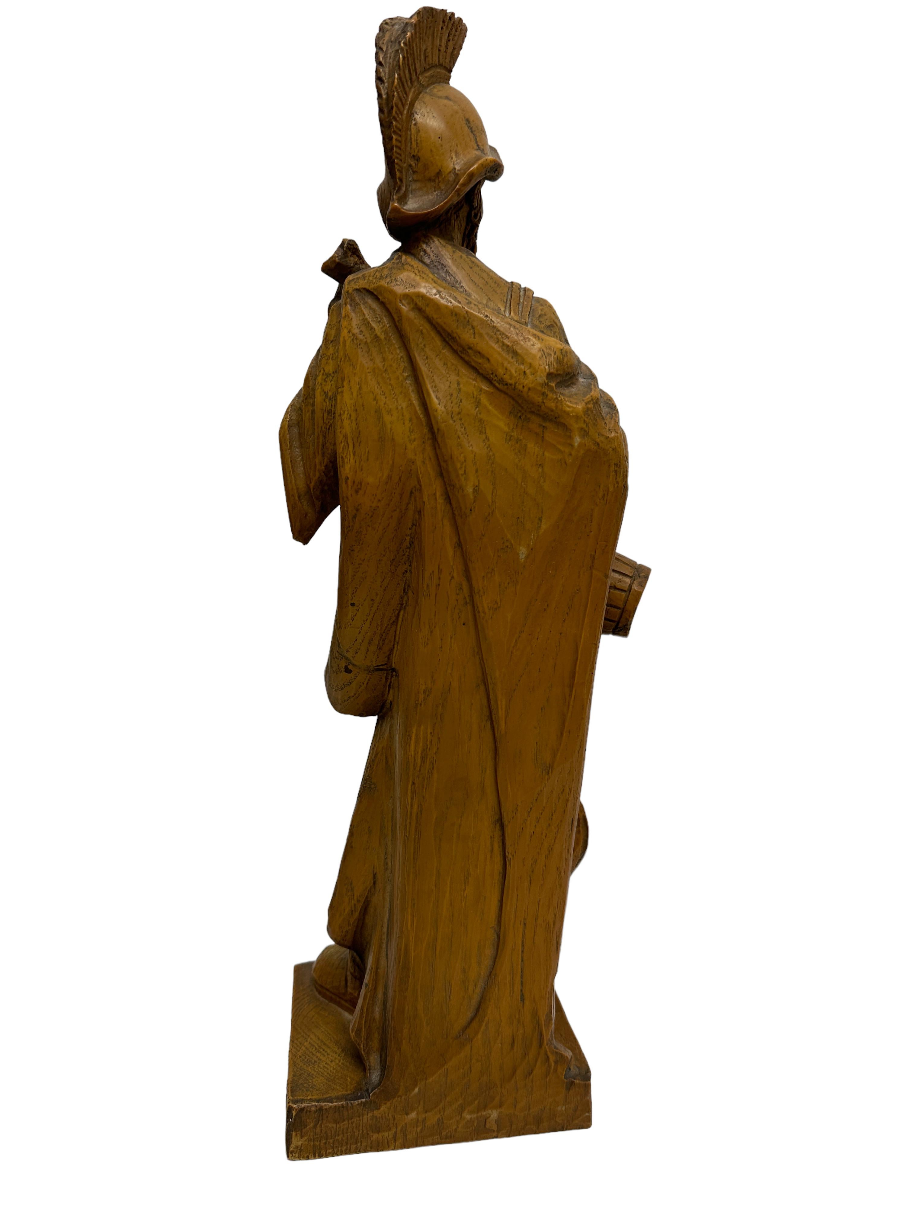 Austrian Folk Art 20th Century Carved Wood Figure Sculpture of Saint Florian Austria 1960 For Sale
