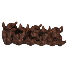 Folk art 50's carved solid wood coat rack