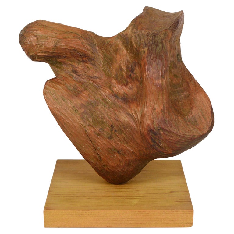 Folk Art Abstract Carved Wood Sculpture For Sale at 1stDibs