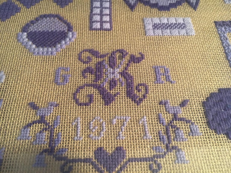 Folk Art Acrylic Tray with Needlepoint Insert, 1971 For Sale at 1stDibs