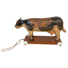Cartello pubblicitario folkloristico IXL Creamery, 1944, mucca da latte intagliata a mano