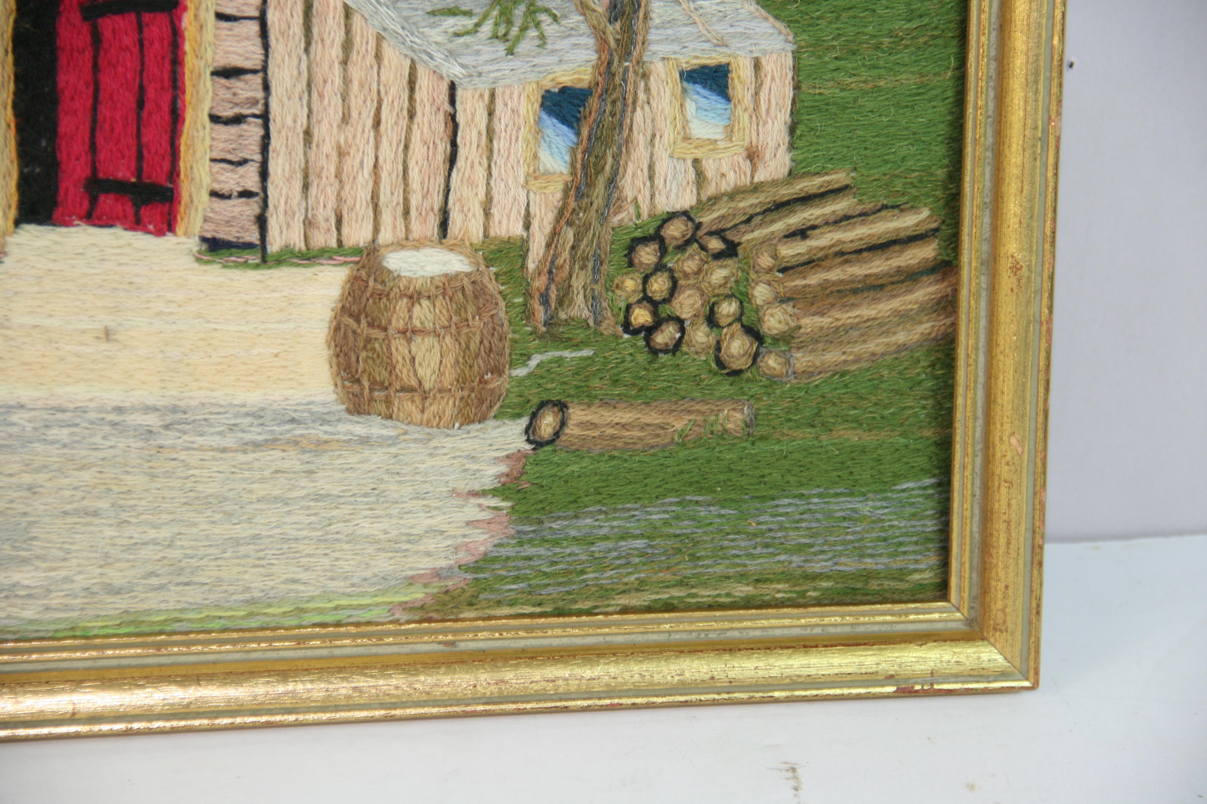 Tenture brodée d'art populaire américain a Home in the Wilderness, 1963 en vente 3