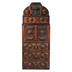 Folk Art American Tramp Art Cabinet, Burlington, Vermont