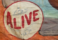 Folk Art Americana Hand-Painted Circus Banner of a Seal Man by Fred Johnson