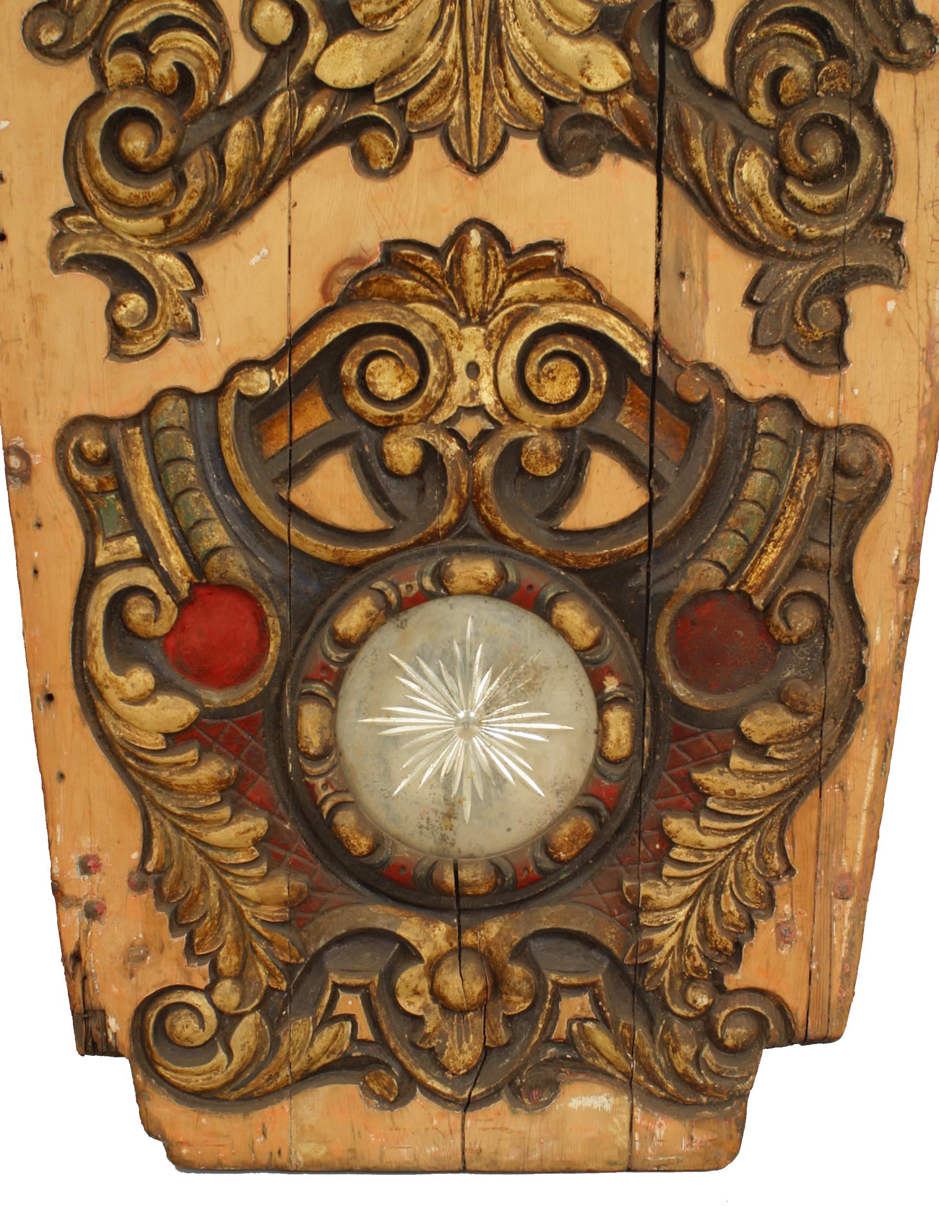 Folk Art Americana Victoriana Tallada Paneles de carrusel con espejo Tallado en venta