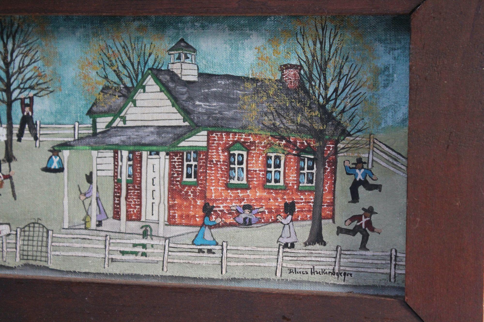 Late 20th Century Folk Art Amish Farm Scene by Dolores Hackenberger