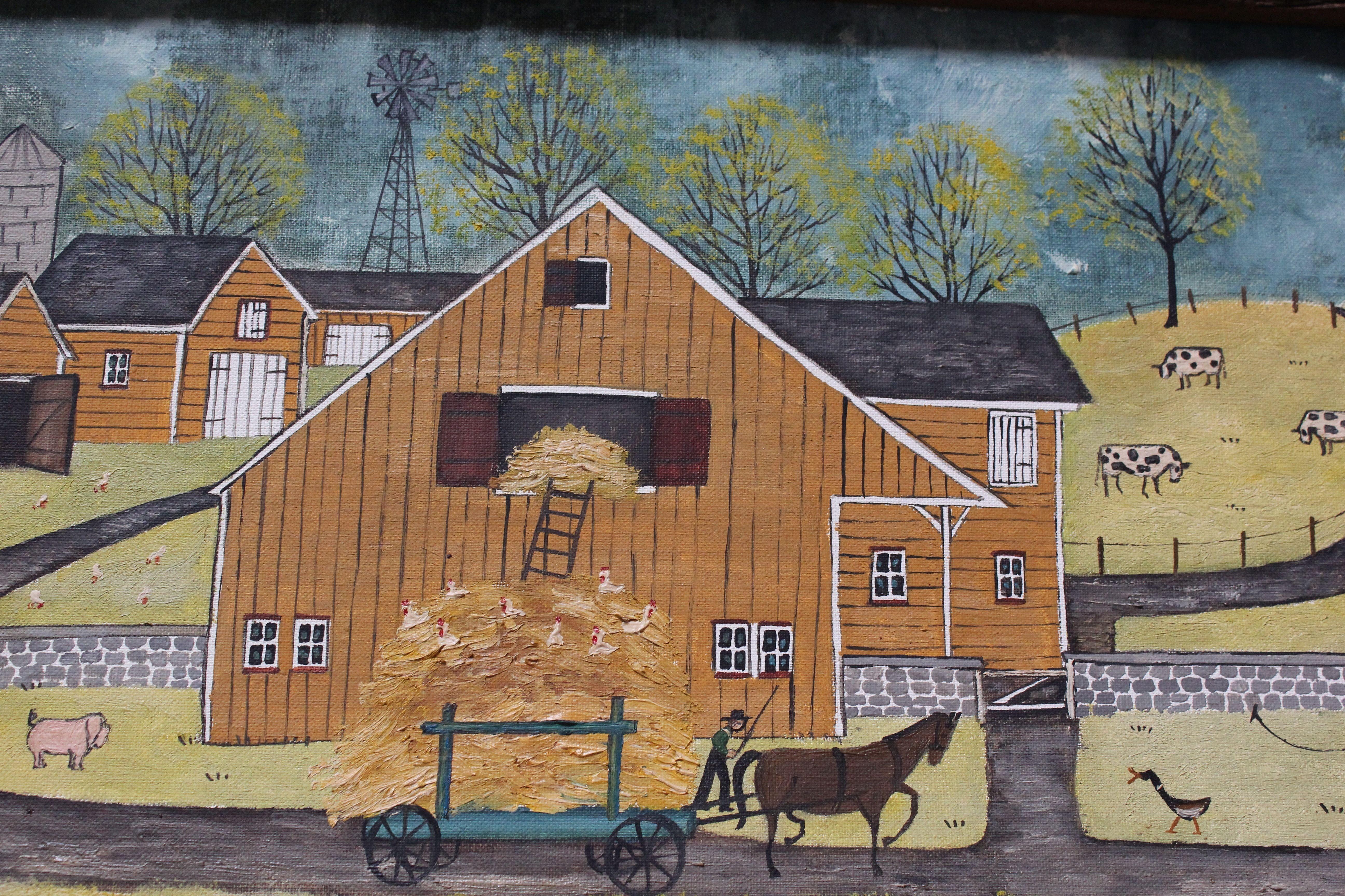 Folk Art Amish Farmstead Scene by Dolores Hackenberger 1