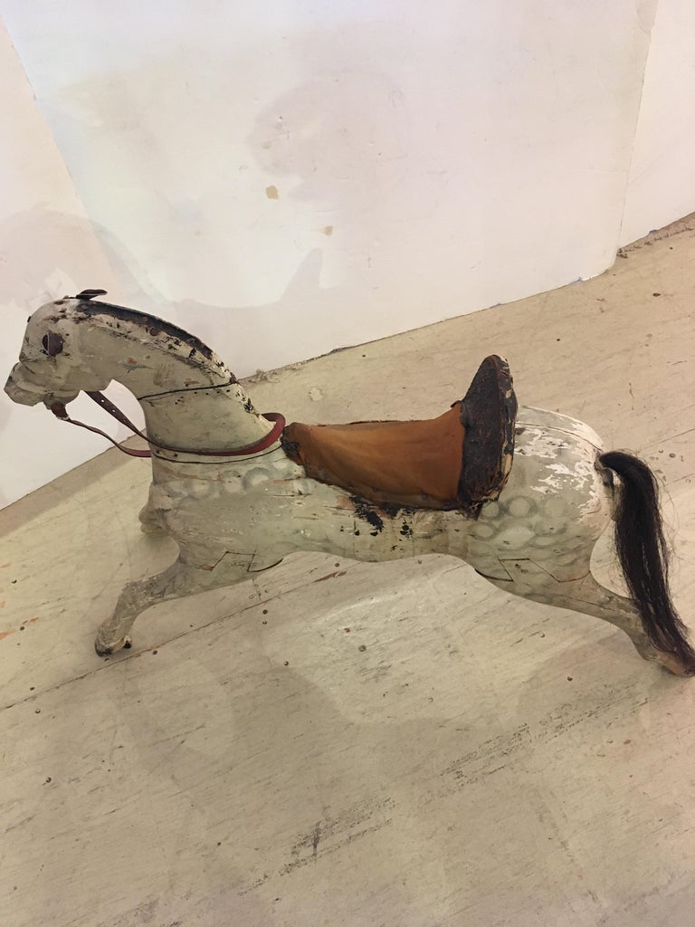 North American Folk Art Antique Carved Wooden Horse For Sale