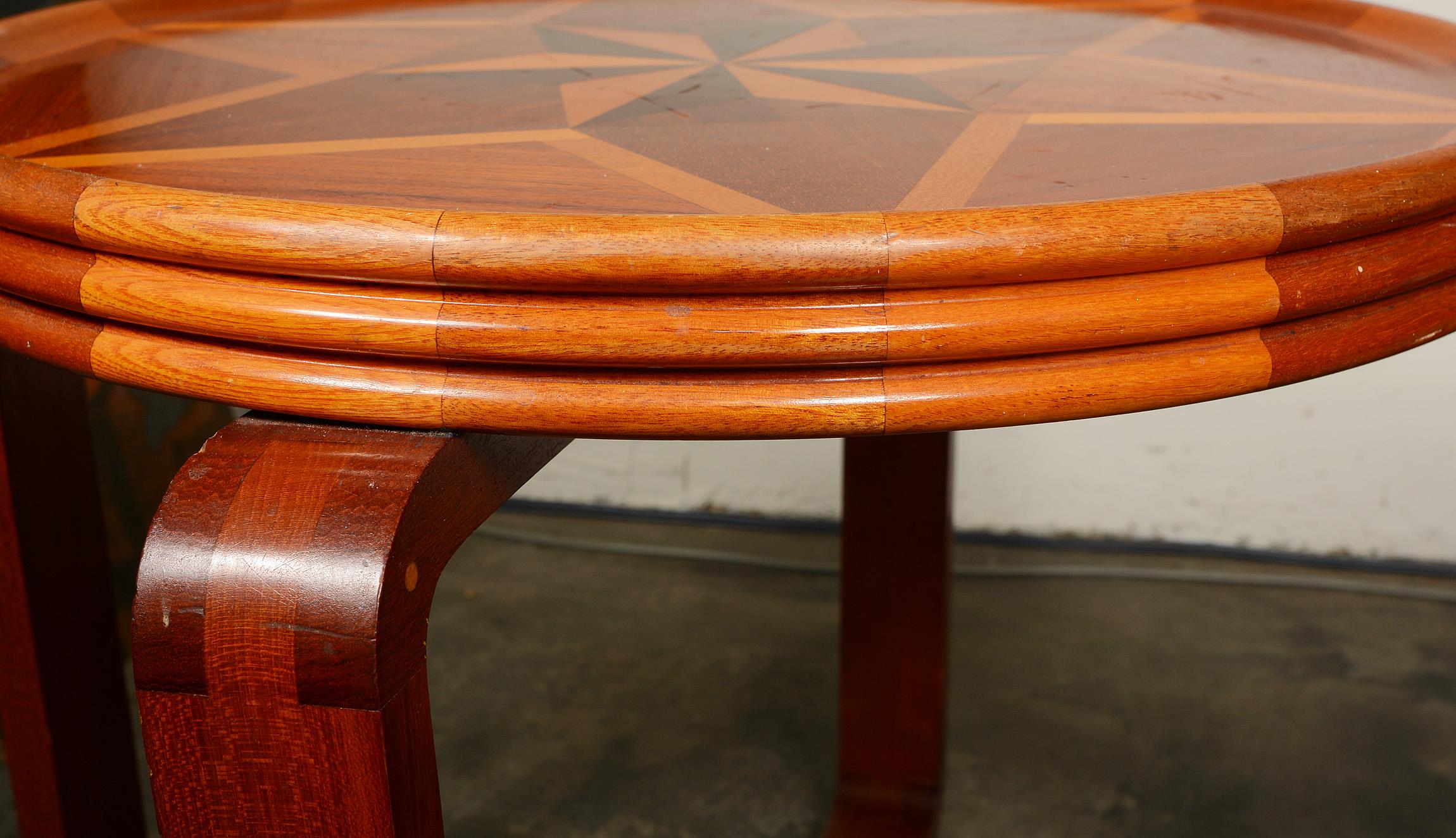 Mahogany Folk Art Art Deco Parquetry End Table