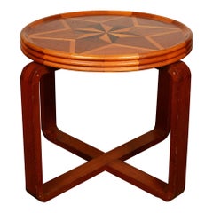 Folk Art Art Deco Parquetry End Table