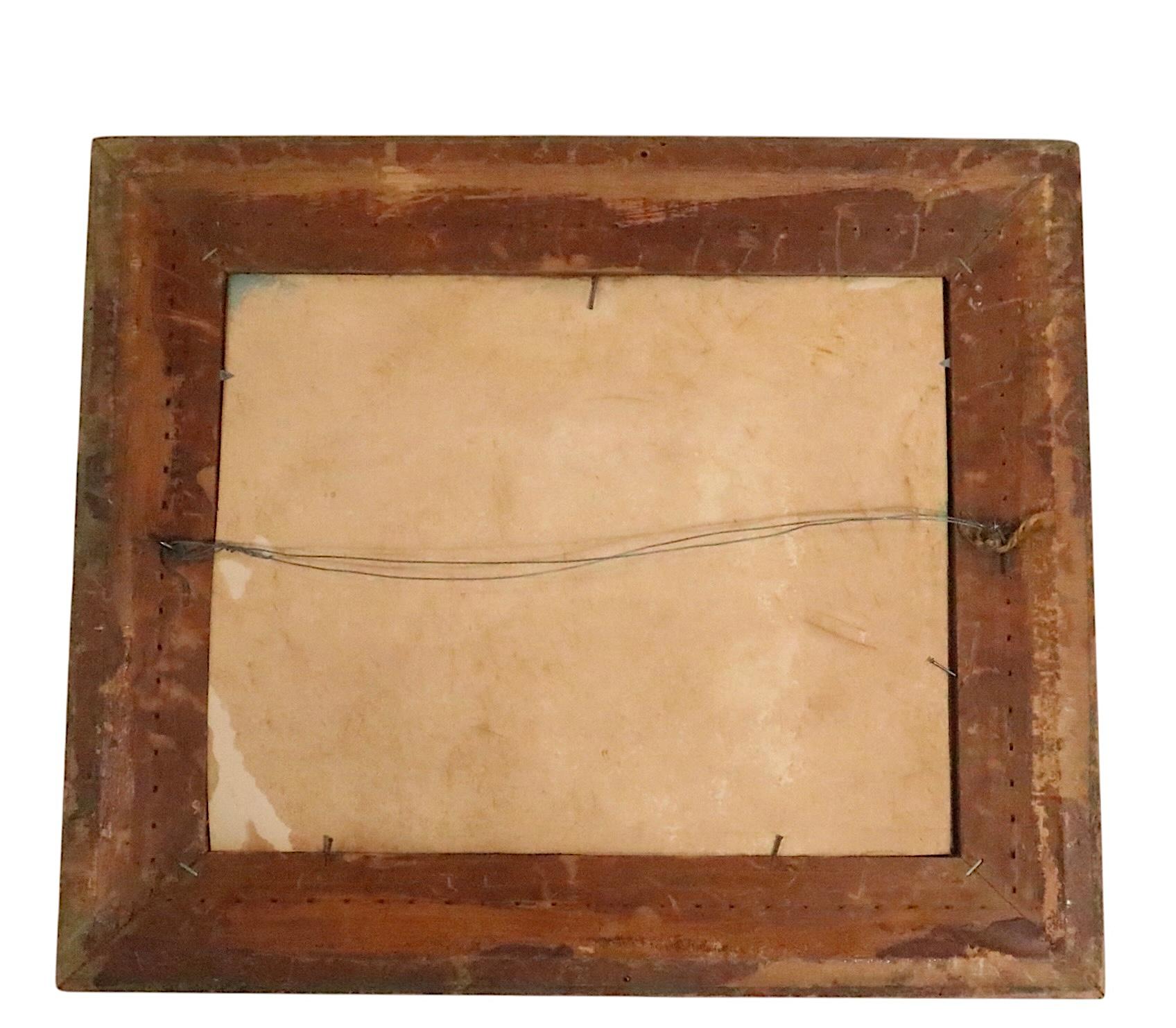 Paesaggio ad acquerello Folk Art Arts and Crafts con cornice dorata del 1900/30 anni fa in vendita 2