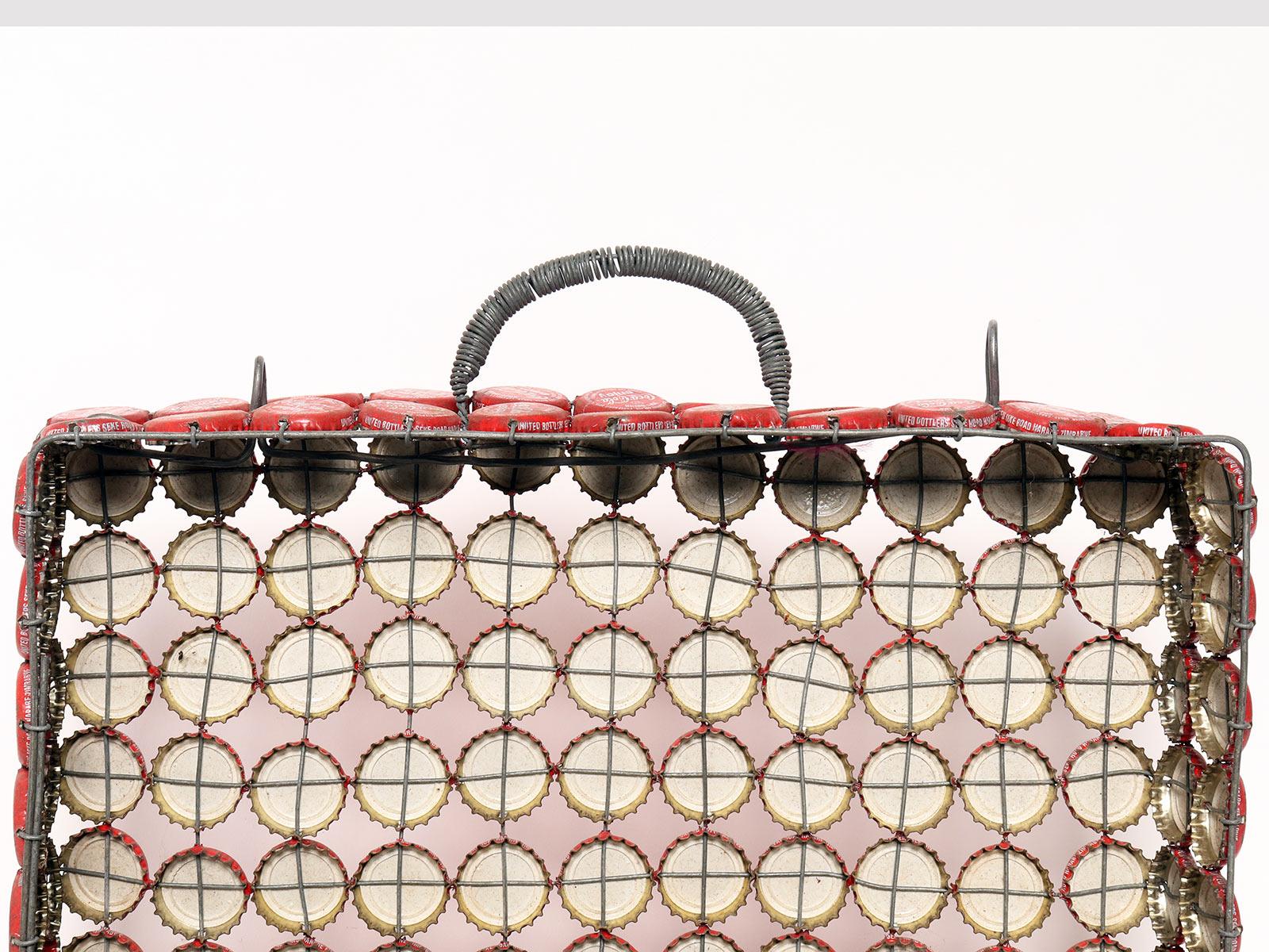 Burkinabe Folk Art Bag, Made by Coca Cola Crown Caps, Burkina Faso, Late 80’s For Sale