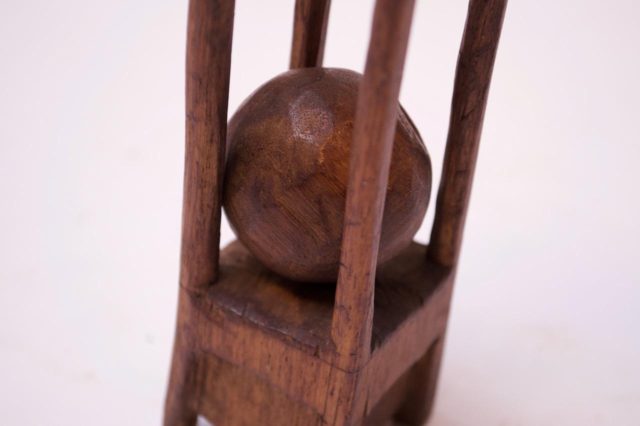 American Folk Art 'Ball in Cage' Hand Carved Whimsy
