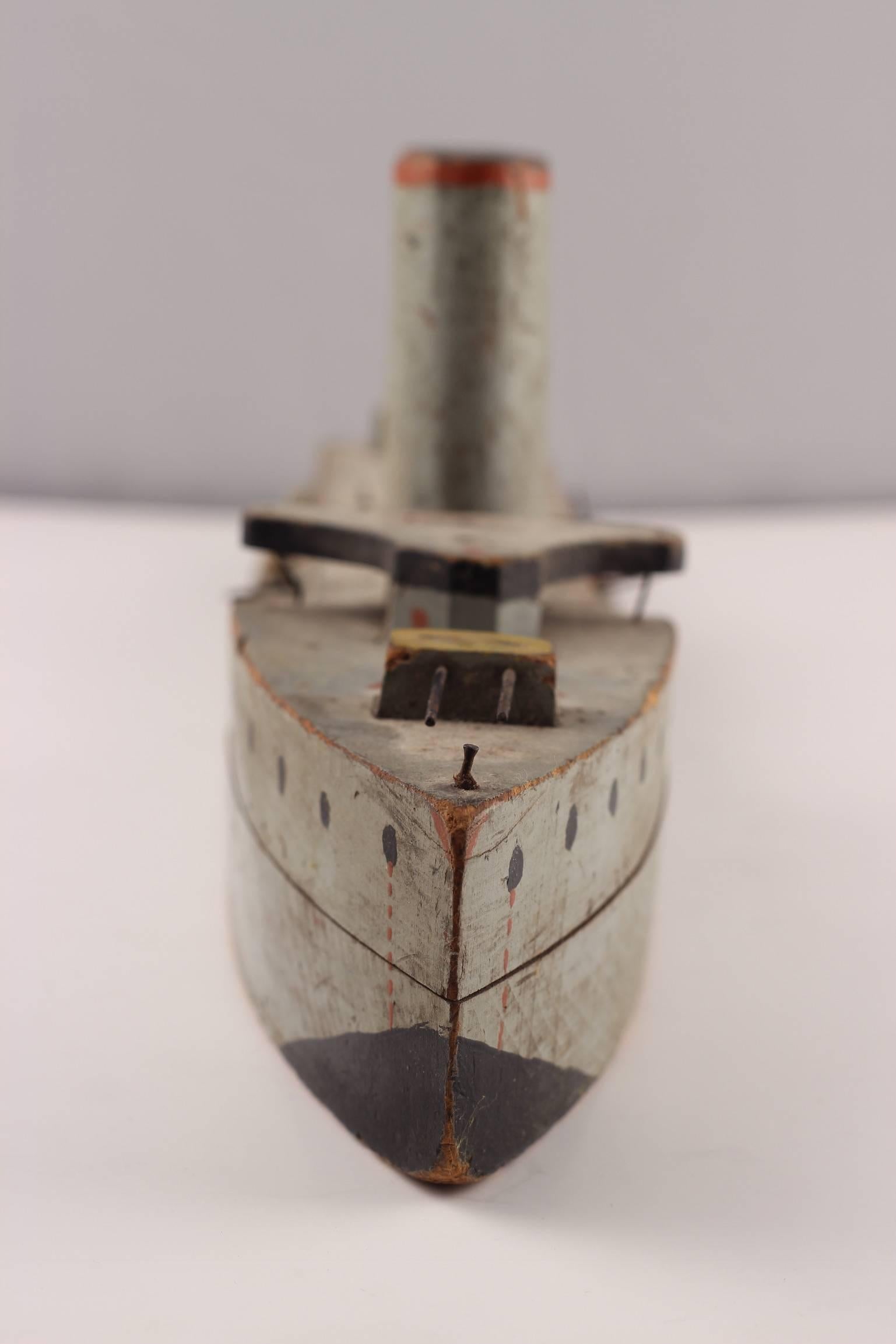 Mid-20th Century Folk Art Battle Ship made by Italian Soldier 1945