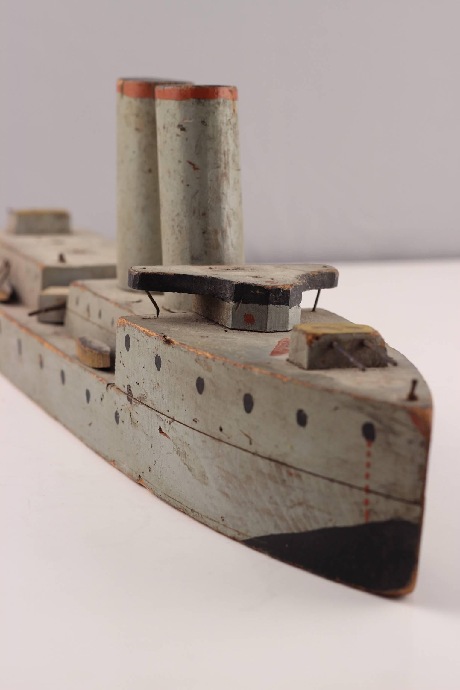 Folk Art Battle Ship made by Italian Soldier 1945 2