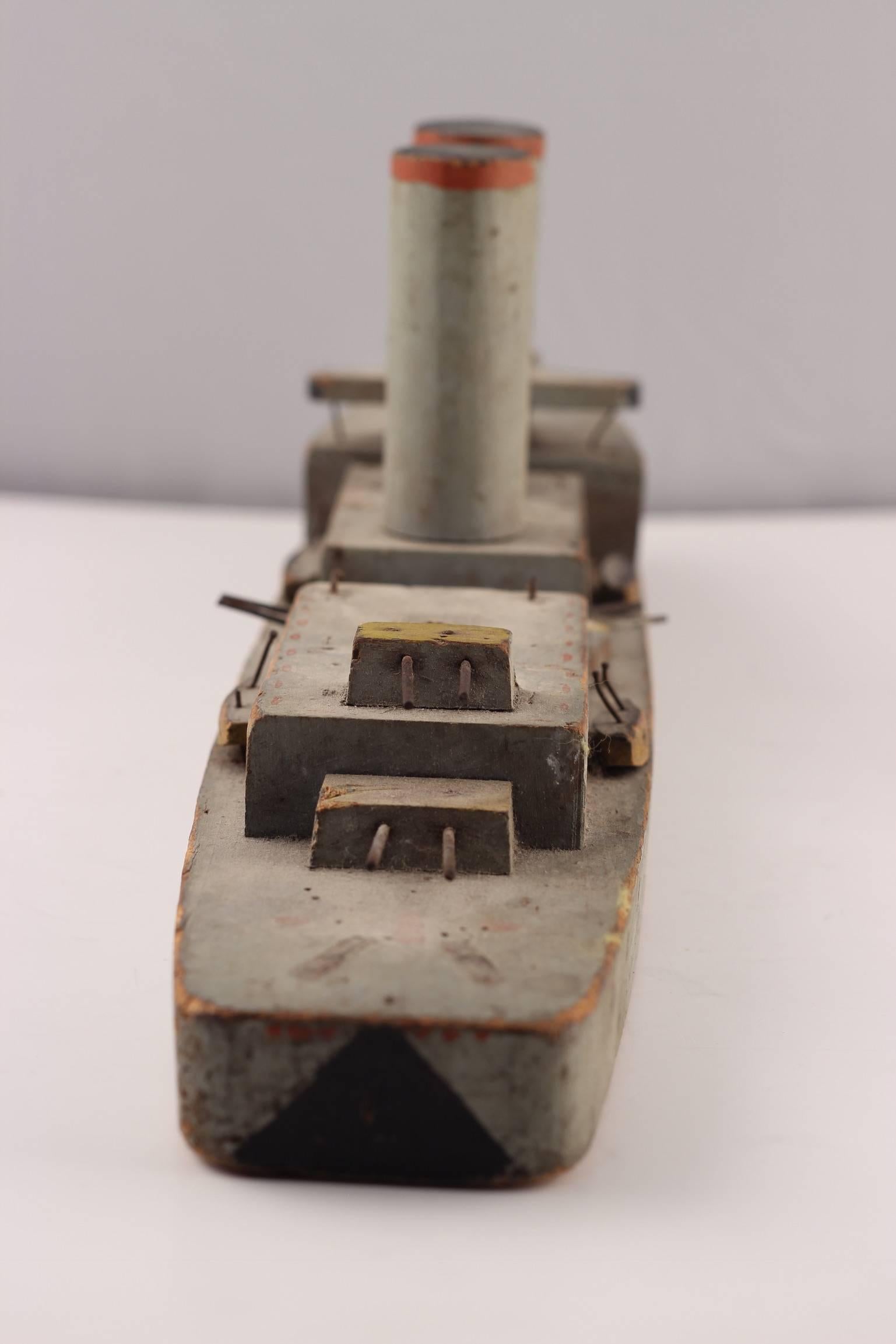 Folk Art Battle Ship made by Italian Soldier 1945 3