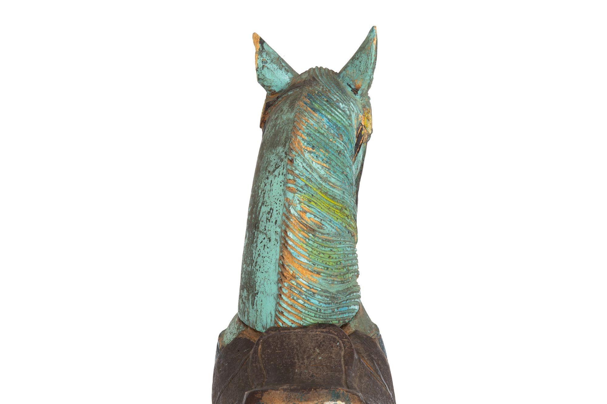 Folk Art Beautifully Hand Carved and Painted Horse Sculpture, United States 13