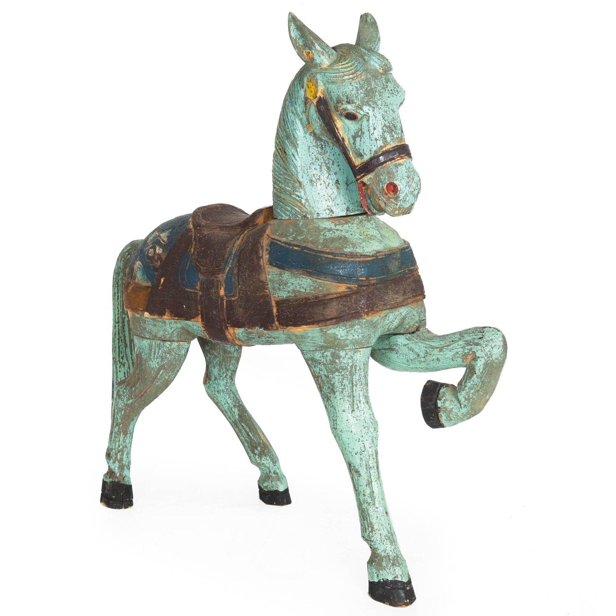 American Folk Art Beautifully Hand Carved and Painted Horse Sculpture, United States