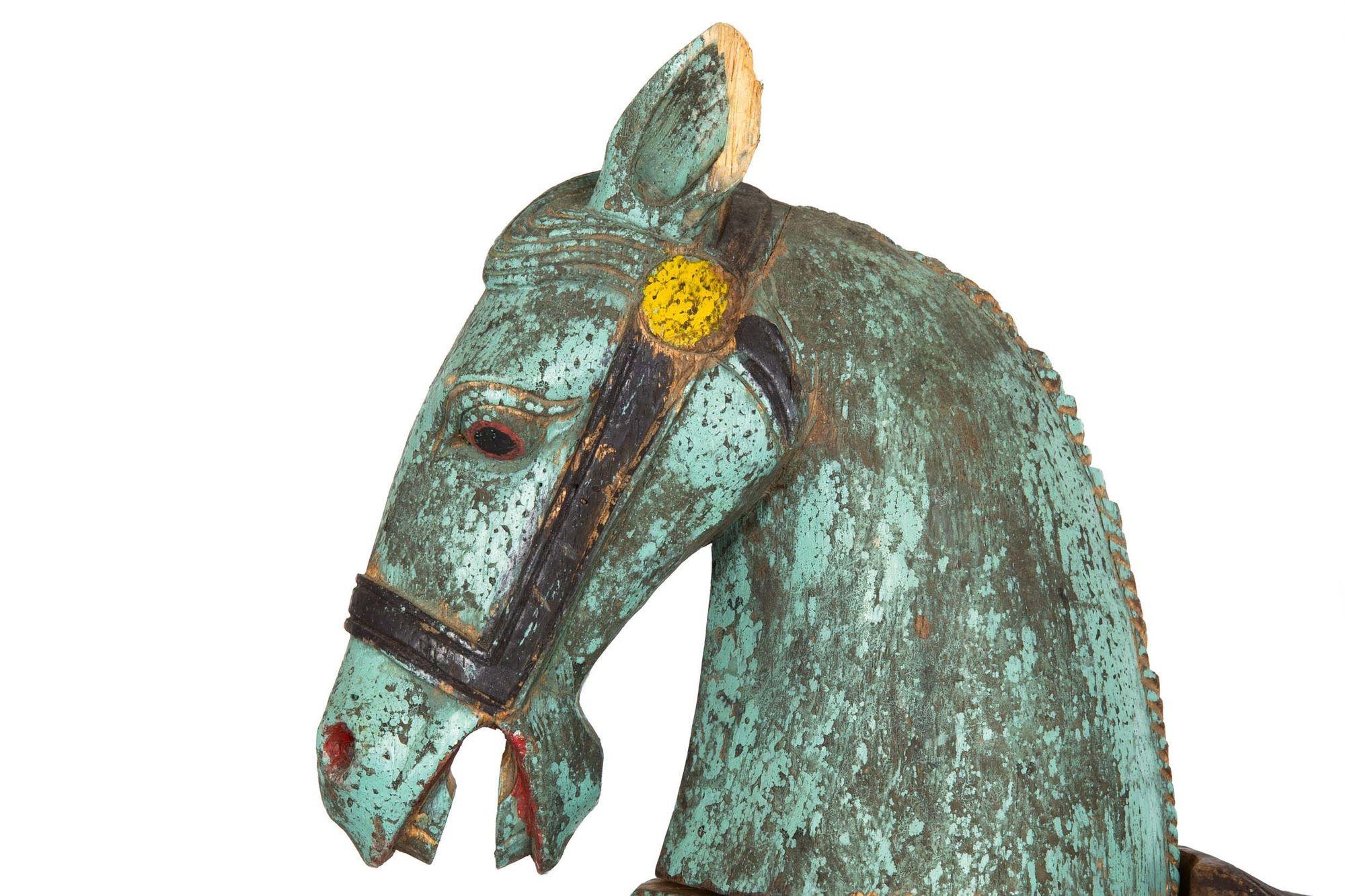 Folk Art Beautifully Hand Carved and Painted Horse Sculpture, United States 1