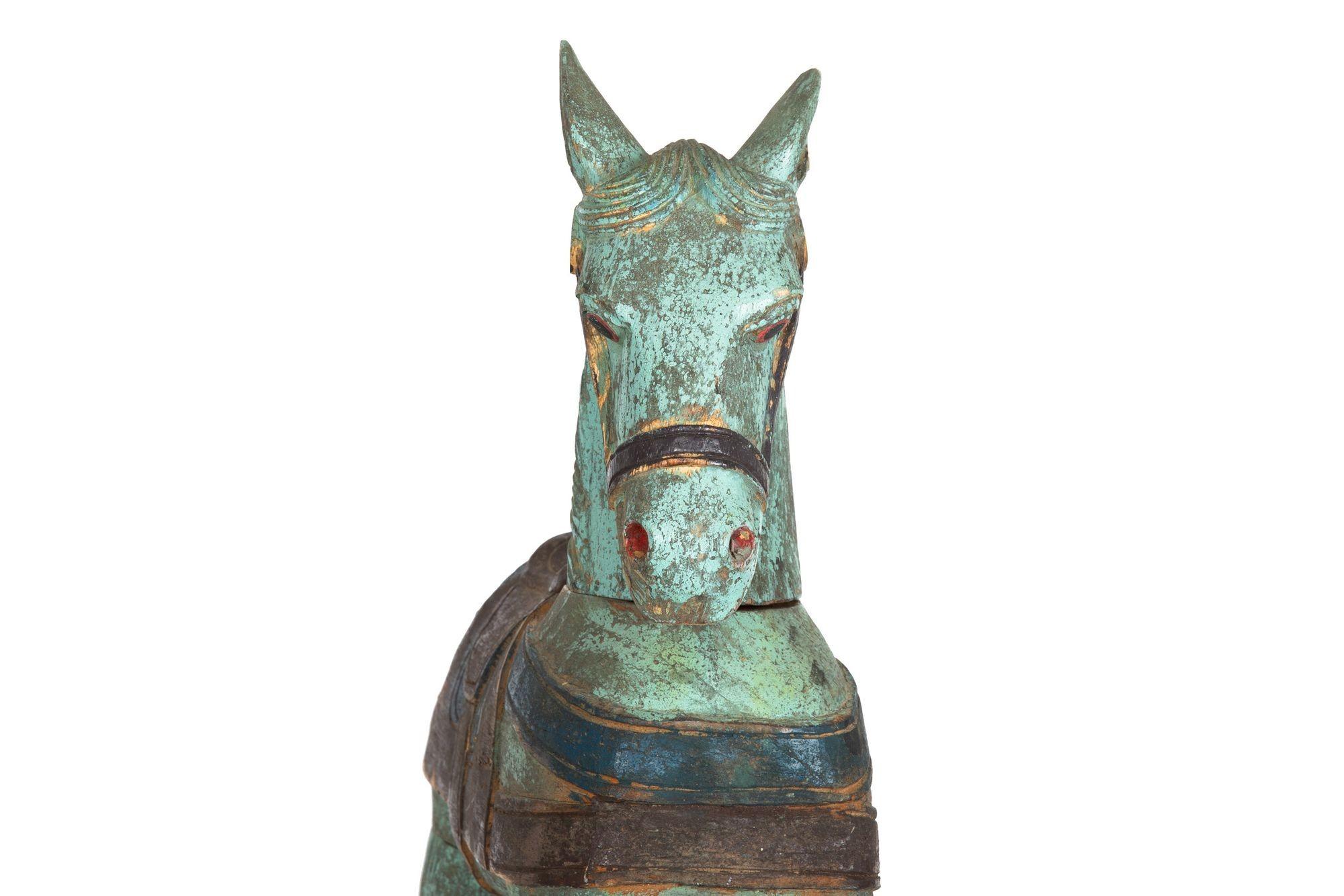 Folk Art Beautifully Hand Carved and Painted Horse Sculpture, United States 2