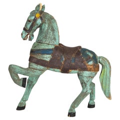 Folk Art Beautifully Hand Carved and Painted Horse Sculpture, United States