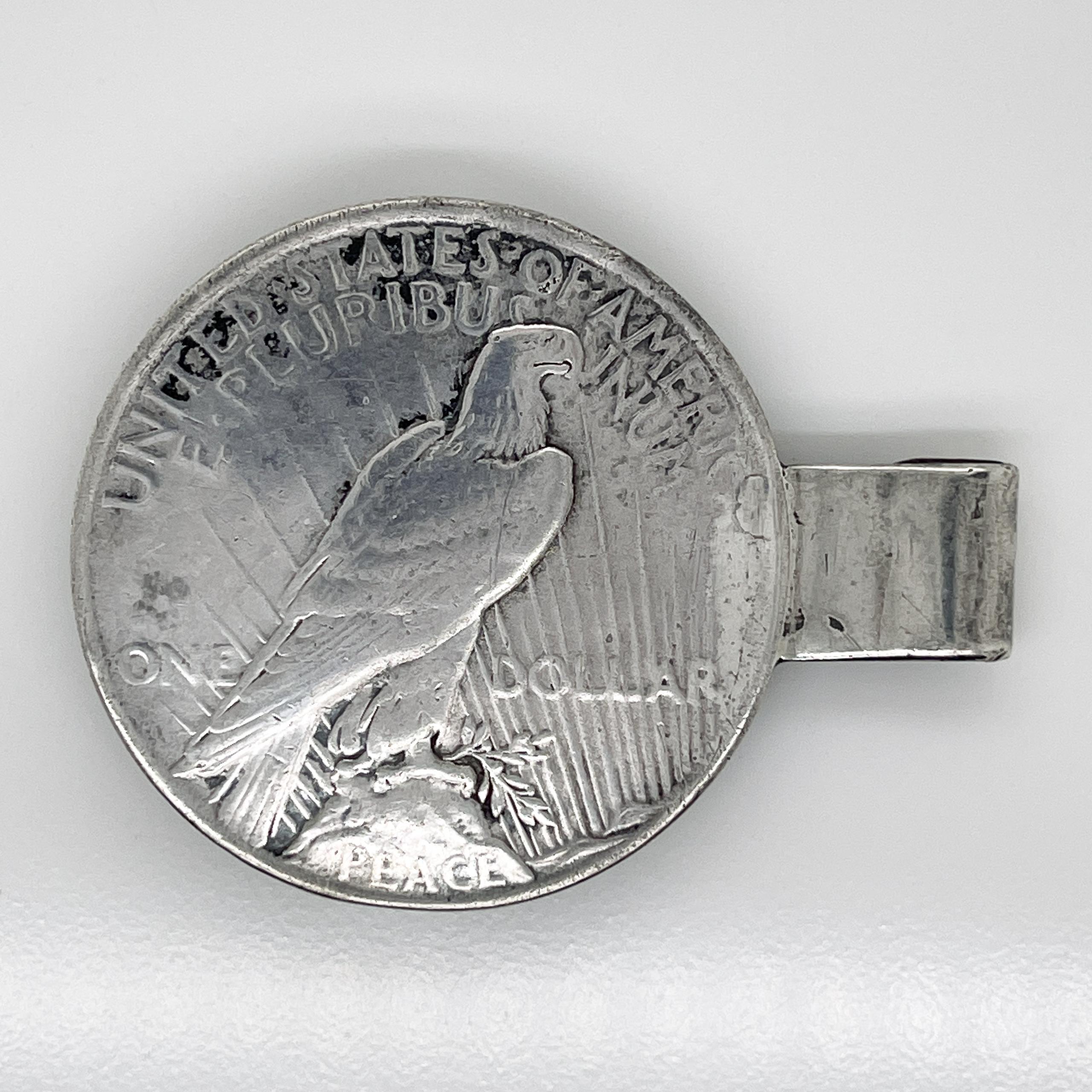 Folk-Art-Gürtelschnalle aus 2 antiken Liberty Peace Silber-Dollarmünzen im Angebot 7