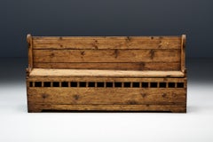 19th Century Rustic Folk Art Three-Seater Bench from France