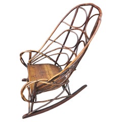 Folk Art Bent Twig Hand Crafted Adirondack Arts & Crafts Rocking Chair C1900