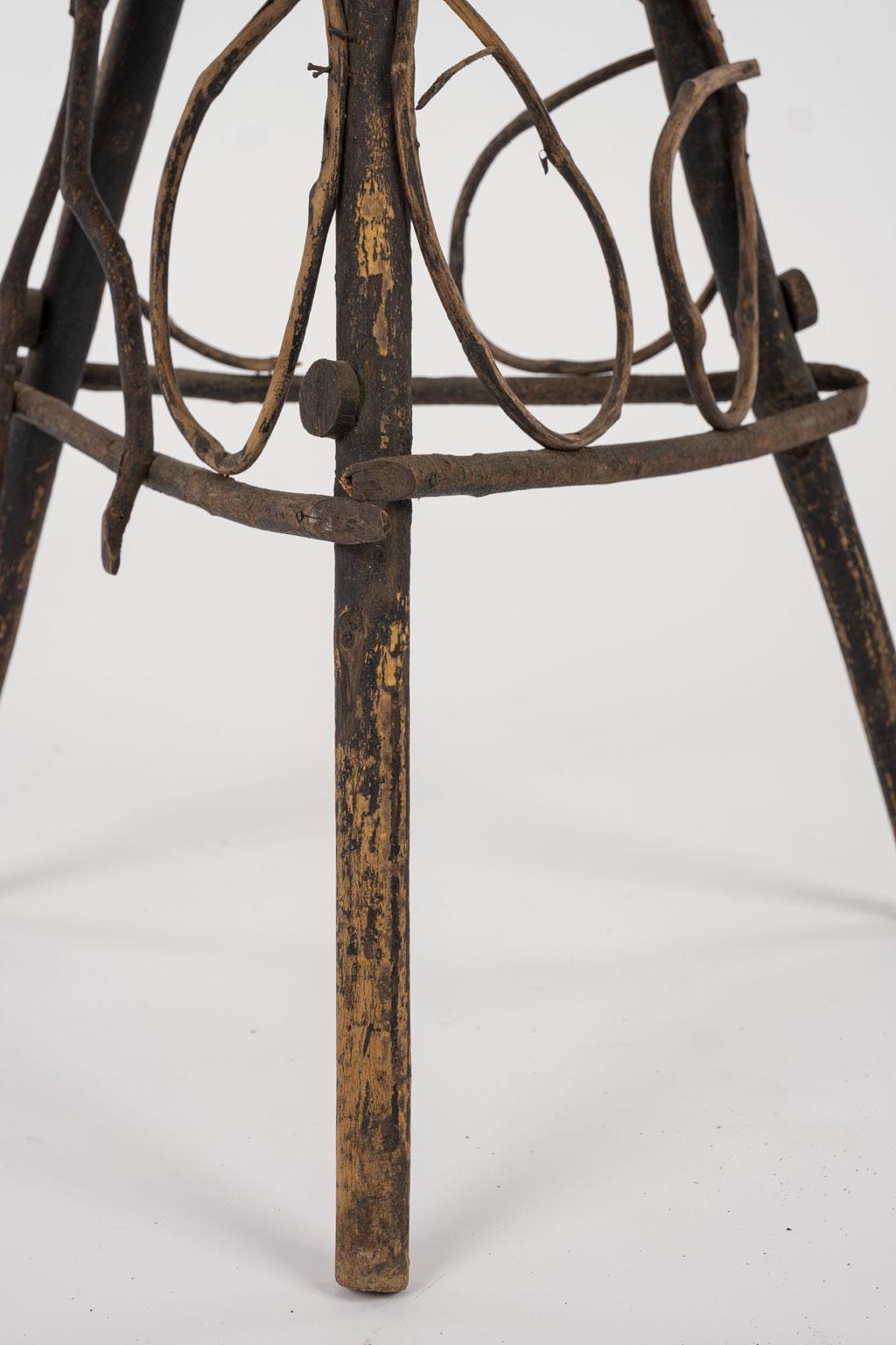 Antique Folk Art Twig Stand In Fair Condition For Sale In Houston, TX