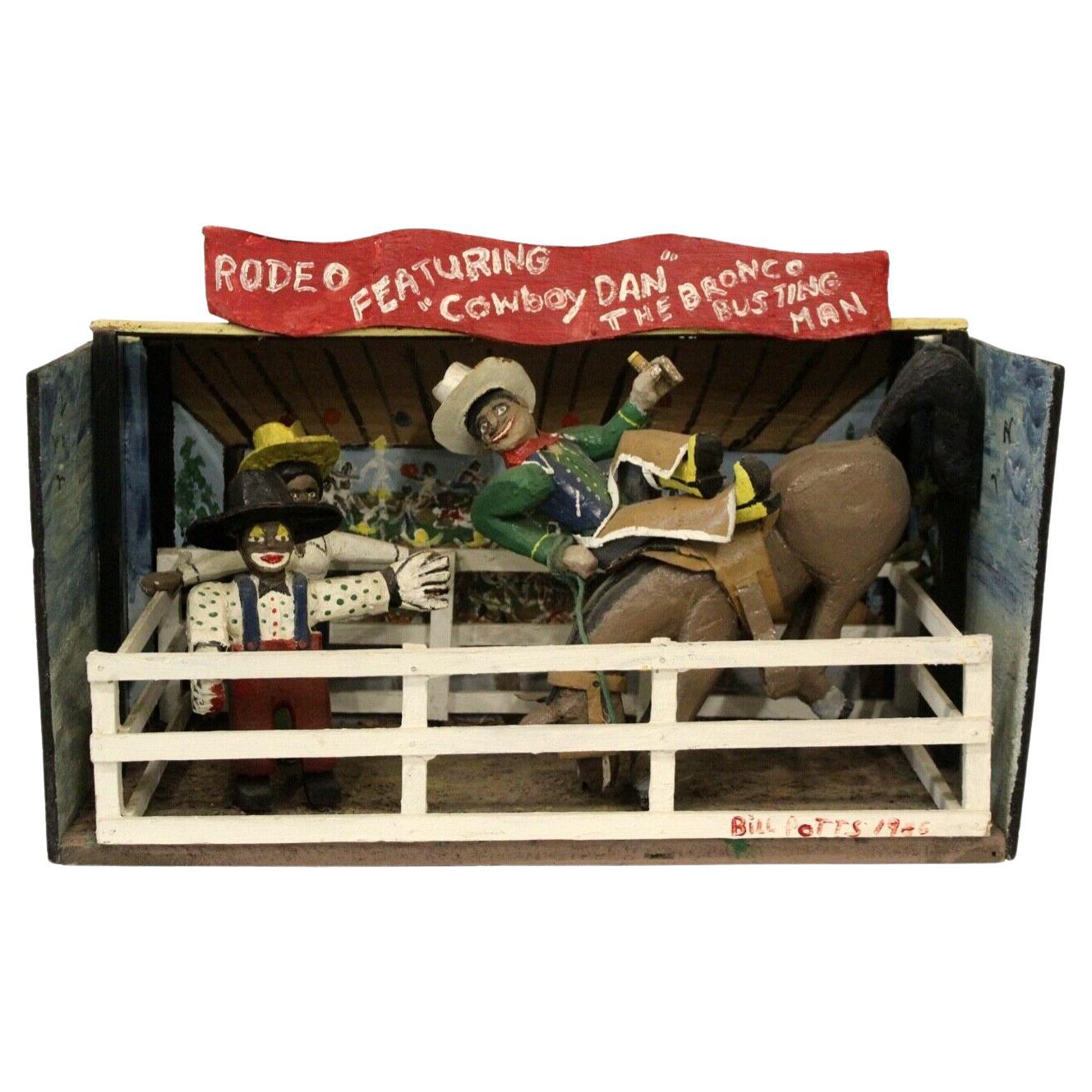 Folk Art Bill Potts African American Found Object, Cowboy Dan Bronco Busting Man
