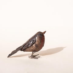 Folk Art Bird Metal Sculpture - Welded Robin Animal Sculpture - France 1950s