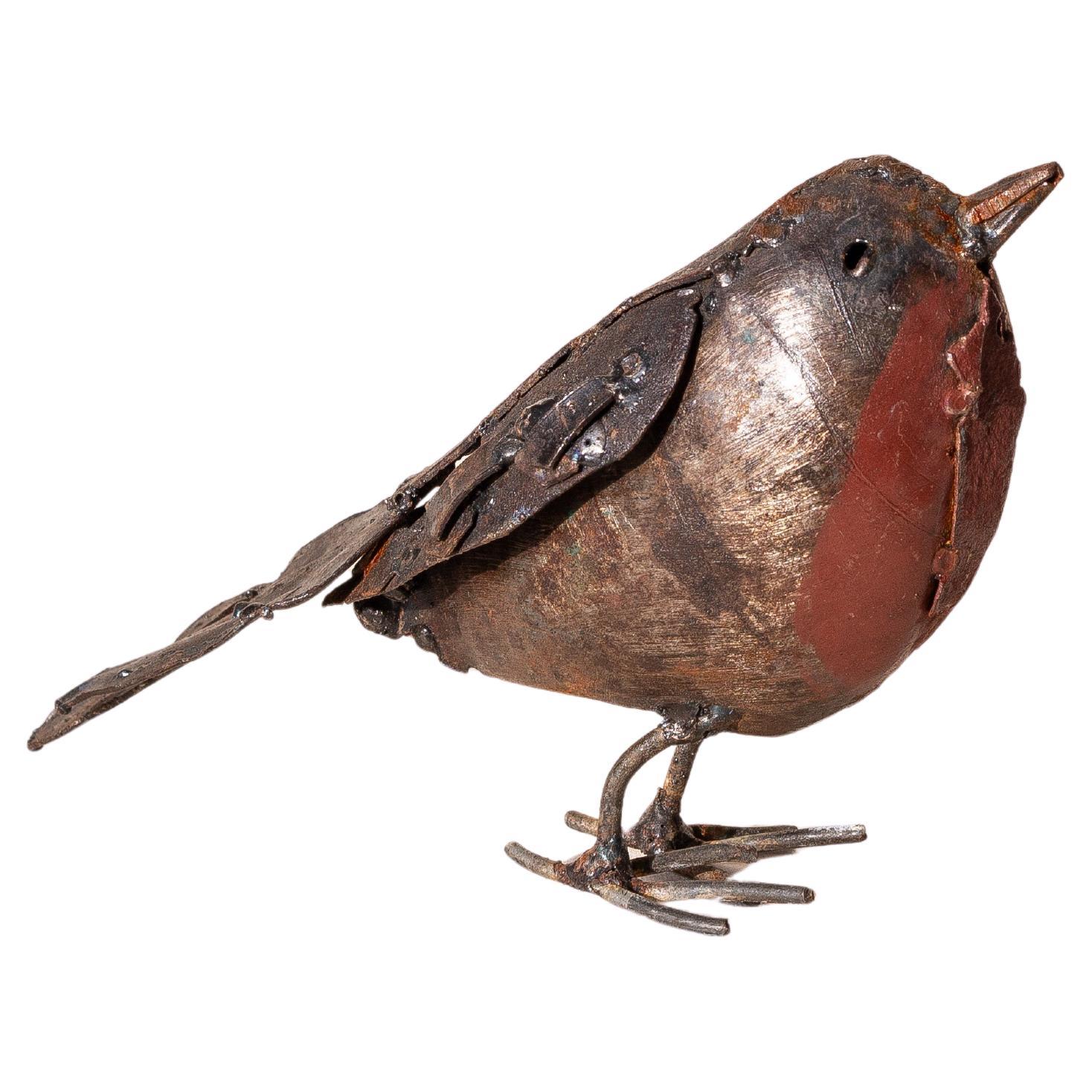 Folk Art Bird Metal Sculpture - Welded Robin Animal Sculpture - France 1950s