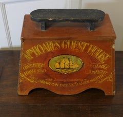 Folk Art Boot and Shoe Cleaning Box with Foot Shaped Shoe Rest