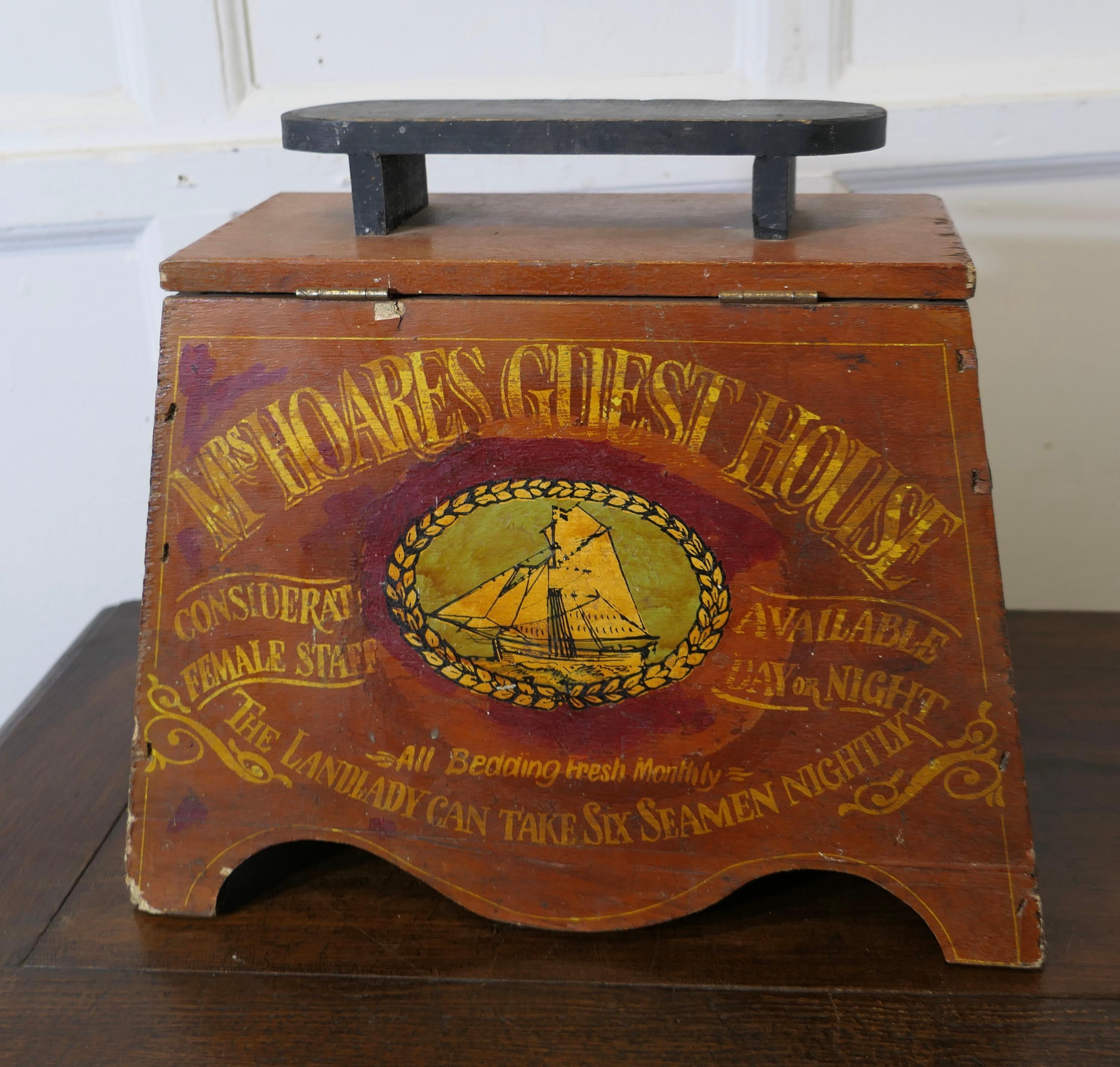 Mid-20th Century Folk Art Boot and Shoe Cleaning Box with Foot Shaped Shoe Rest    For Sale