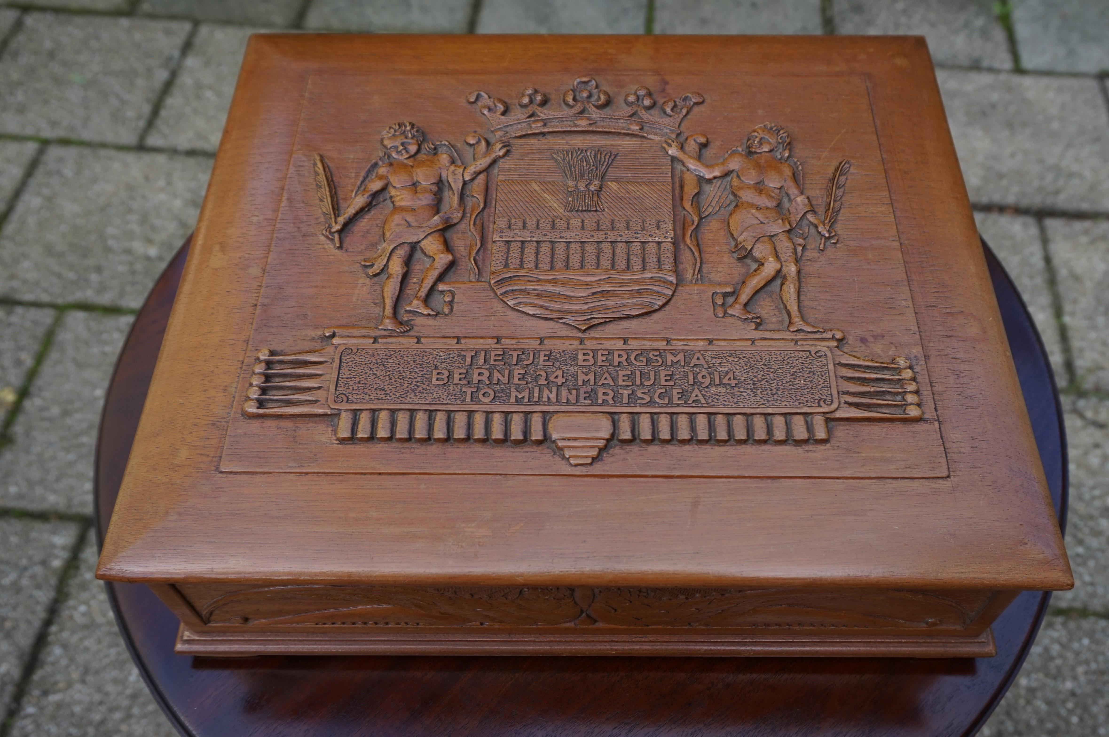 One of a kind antique box by master carver and sculptor S.A. Bergsma from Friesland, Netherlands.

Earlier this year we purchased a number of items from a local museum in the Northern Province of Friesland and this unique box is another one of the