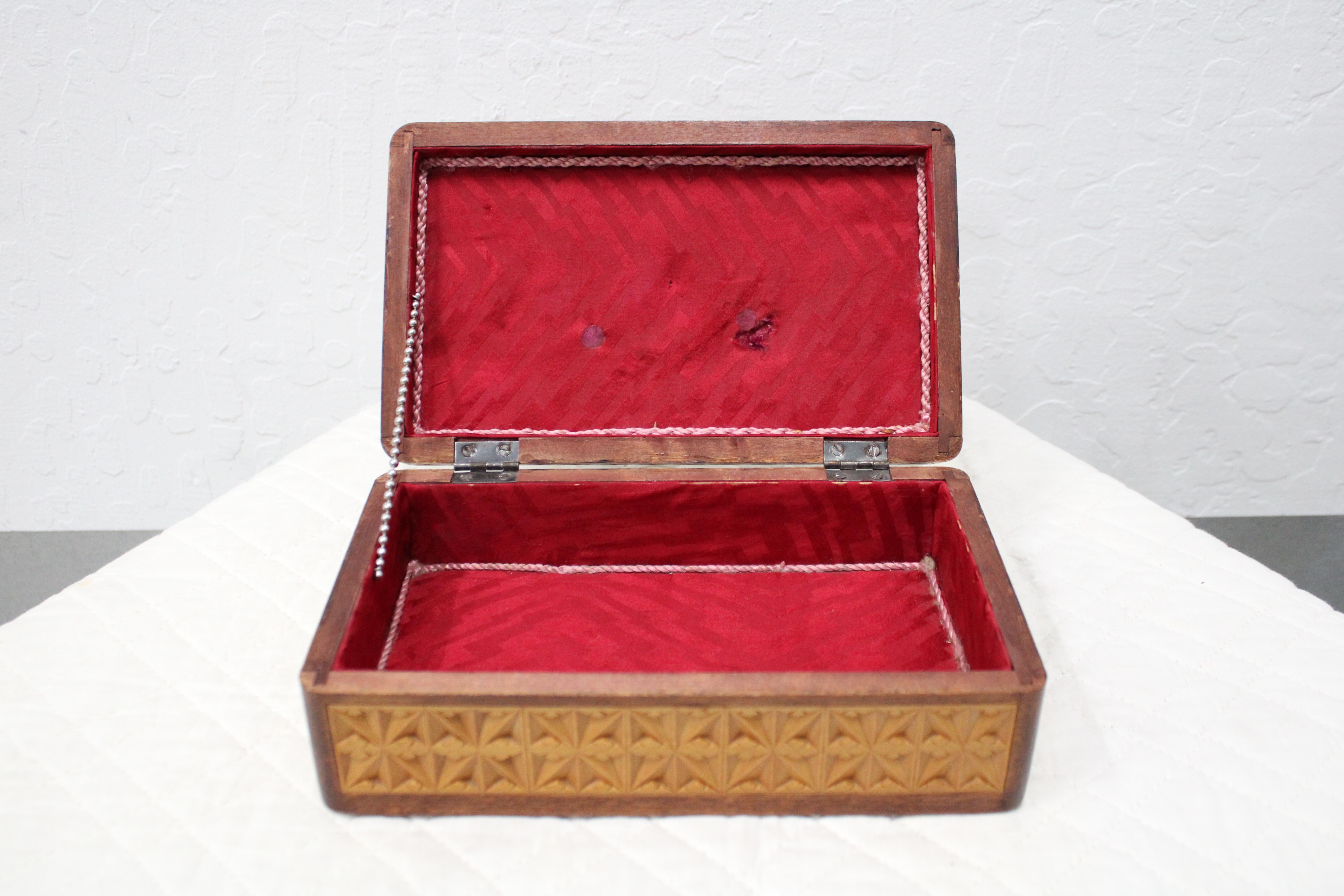 Folk Art Box Hand Carved w/ Carved Name Sophie In Good Condition For Sale In San Francisco, CA