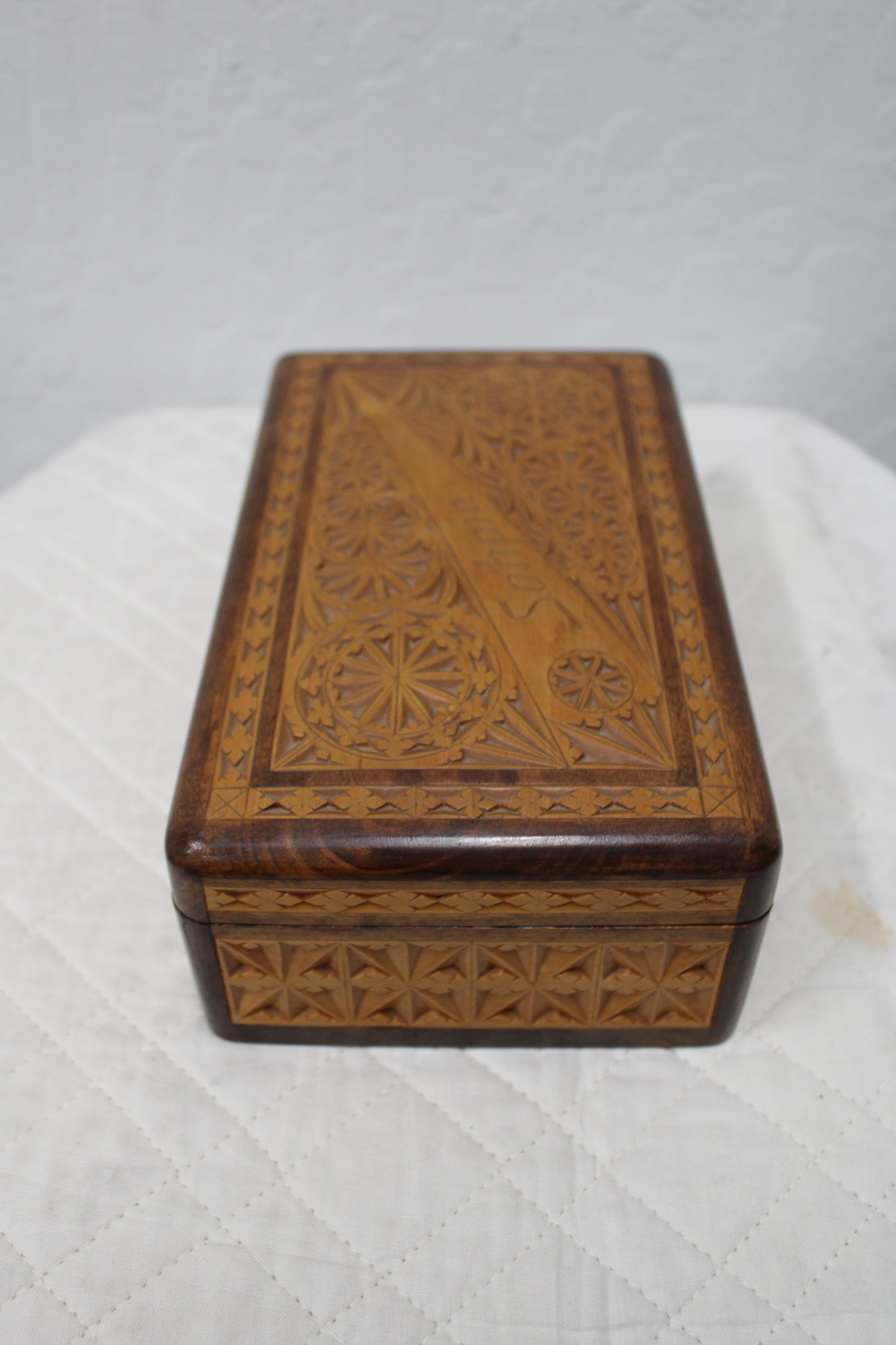 20th Century Folk Art Box Hand Carved w/ Carved Name Sophie For Sale