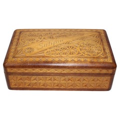 Folk Art Box Hand Carved w/ Carved Name Sophie